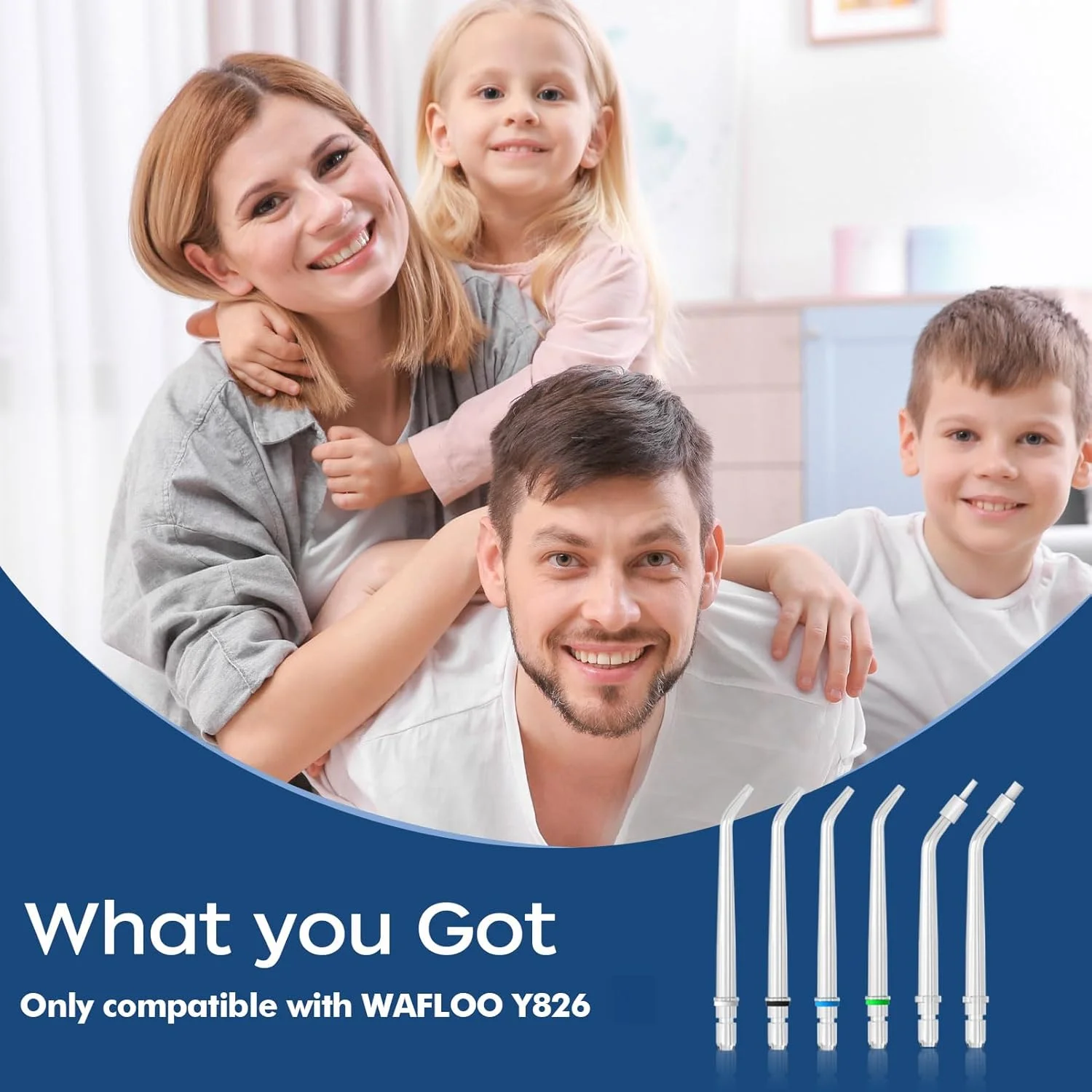 سری های جایگزین (6 عدد) برای دستگاه نخ دندان آبی مدل Y826