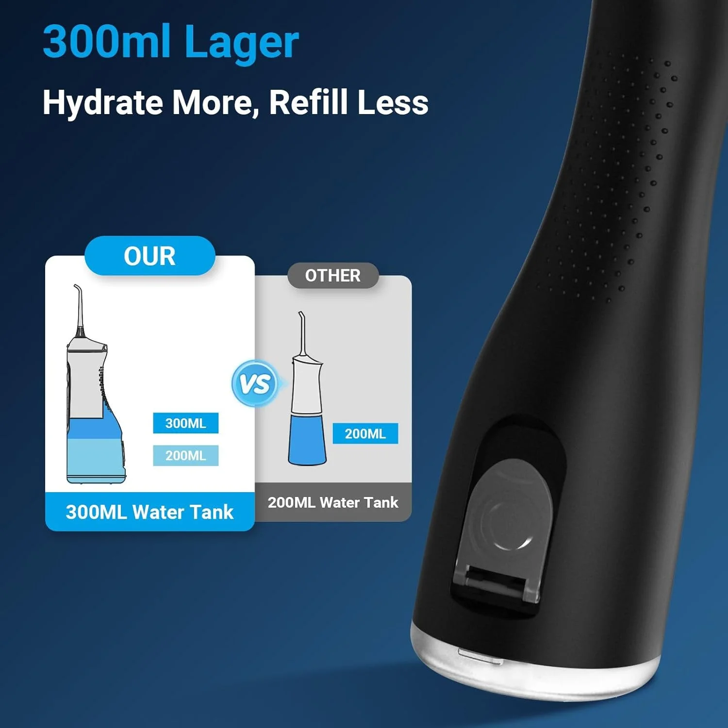 نخ دندان آبی بی‌سیم S2C – دستگاه آبیاری دهان قابل شارژ برای تمیز کردن دندان – ضد آب IPX7، تمیز کردن عمیق برای ارتودنسی و کارهای دندانپزشکی، 3 حالت فشار