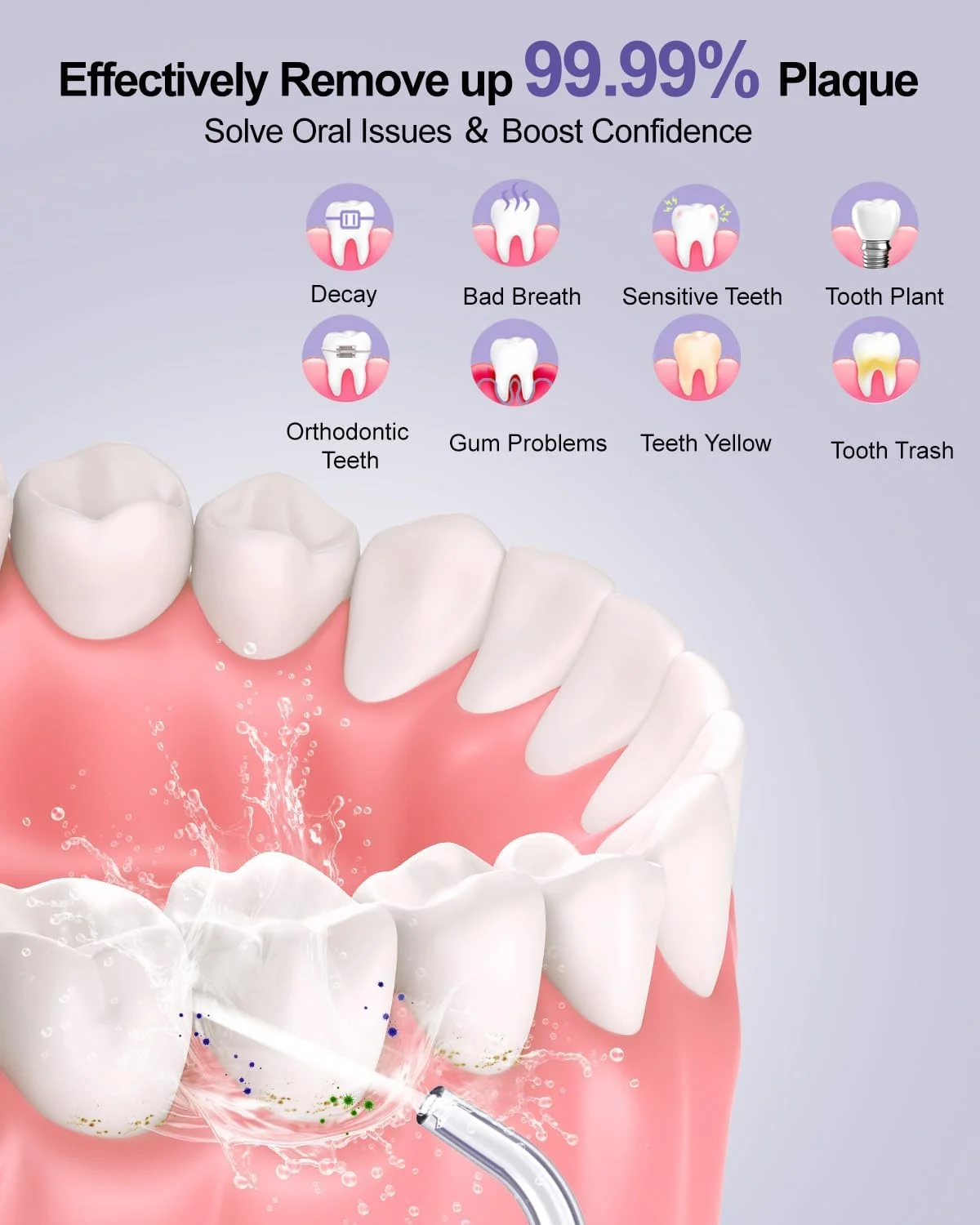 دستگاه نخ دندان آبی Sejoy برای دندان، 280 میلی لیتر، دستگاه آبیاری دهان قابل حمل، تمیز کننده آبیاری مسافرتی قابل شارژ، انتخاب های تمیز کننده نخ دندان برقی حرفه ای برای تمیز کردن دندان، ضد آب IPX7