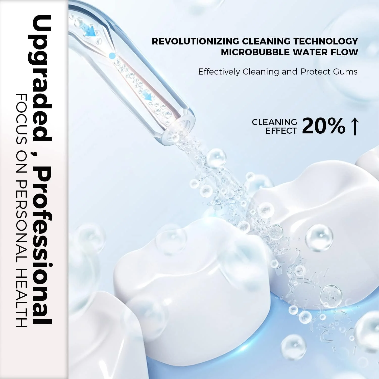 نخ دندان آبی پیشرفته ShineSense، جت آبی دندان برای تمیز کردن دندان ها، 6 نازل جت، 4 حالت ضد آب IPX7 قابل شارژ USB، مخزن آب 350 میلی لیتری