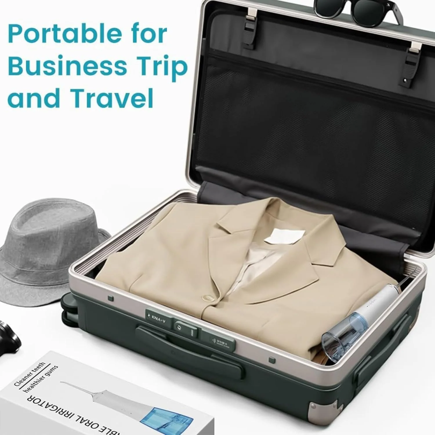 واتر فلاسر بی سیم SKY-TOUCH - دستگاه آبیاری دهان و دندان قابل حمل با 4 حالت و 4 نازل، مخزن آب 280 میلی لیتری، قابل شارژ و ضد آب برای دندان ها، ارتودنسی و مراقبت از لثه، مناسب برای استفاده در خانه و مسافرت