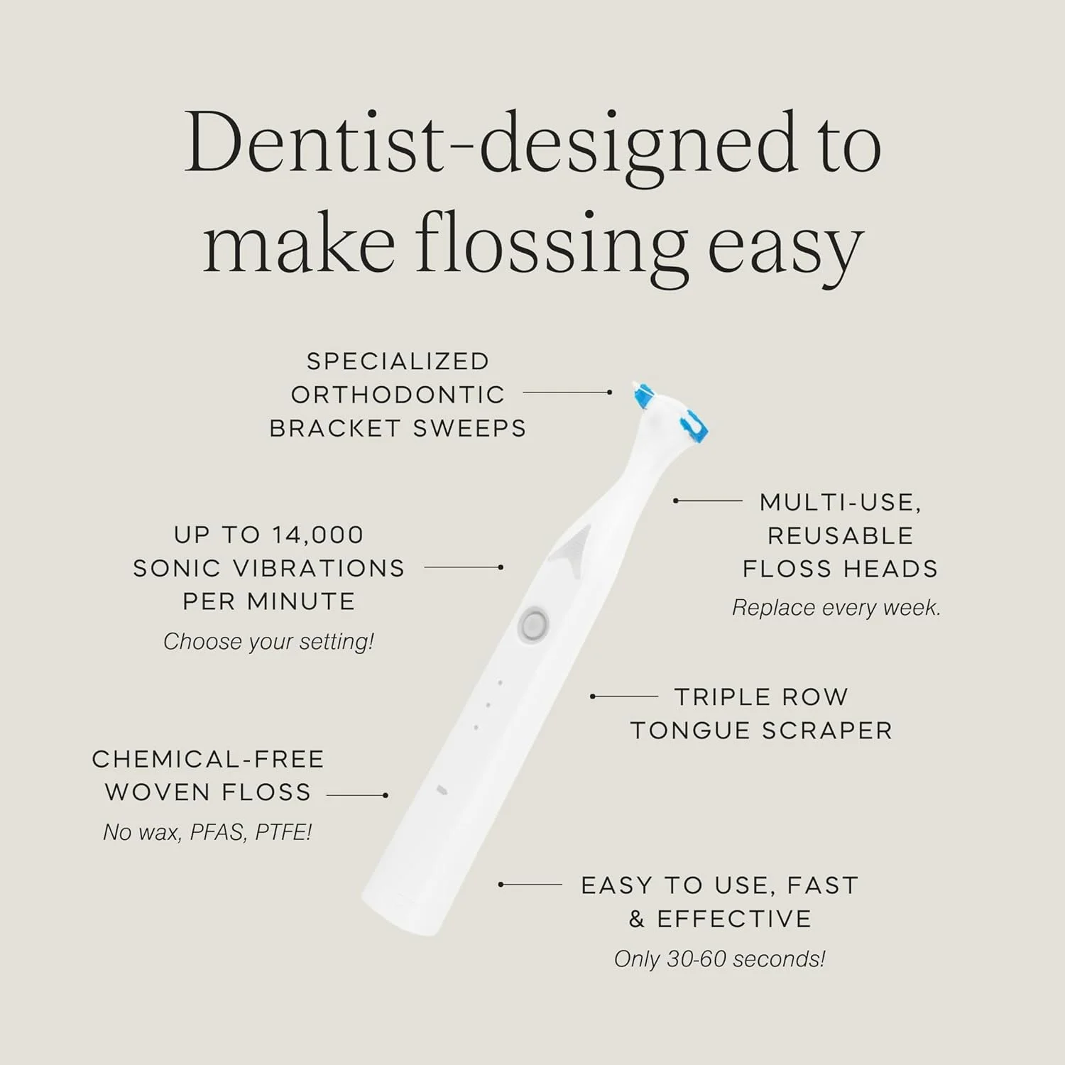 نخ دندان برقی اسلیت - نخ دندان ارتودنسی | نخ دندان برای بریس، مراقبت از بریس های ارتودنسی - شامل تحریک کننده لثه، زبان شوی، ابزار نخ دندان کشیدن قابل استفاده مجدد برای بریس | نخ دندان برای بزرگسالان و کودکان