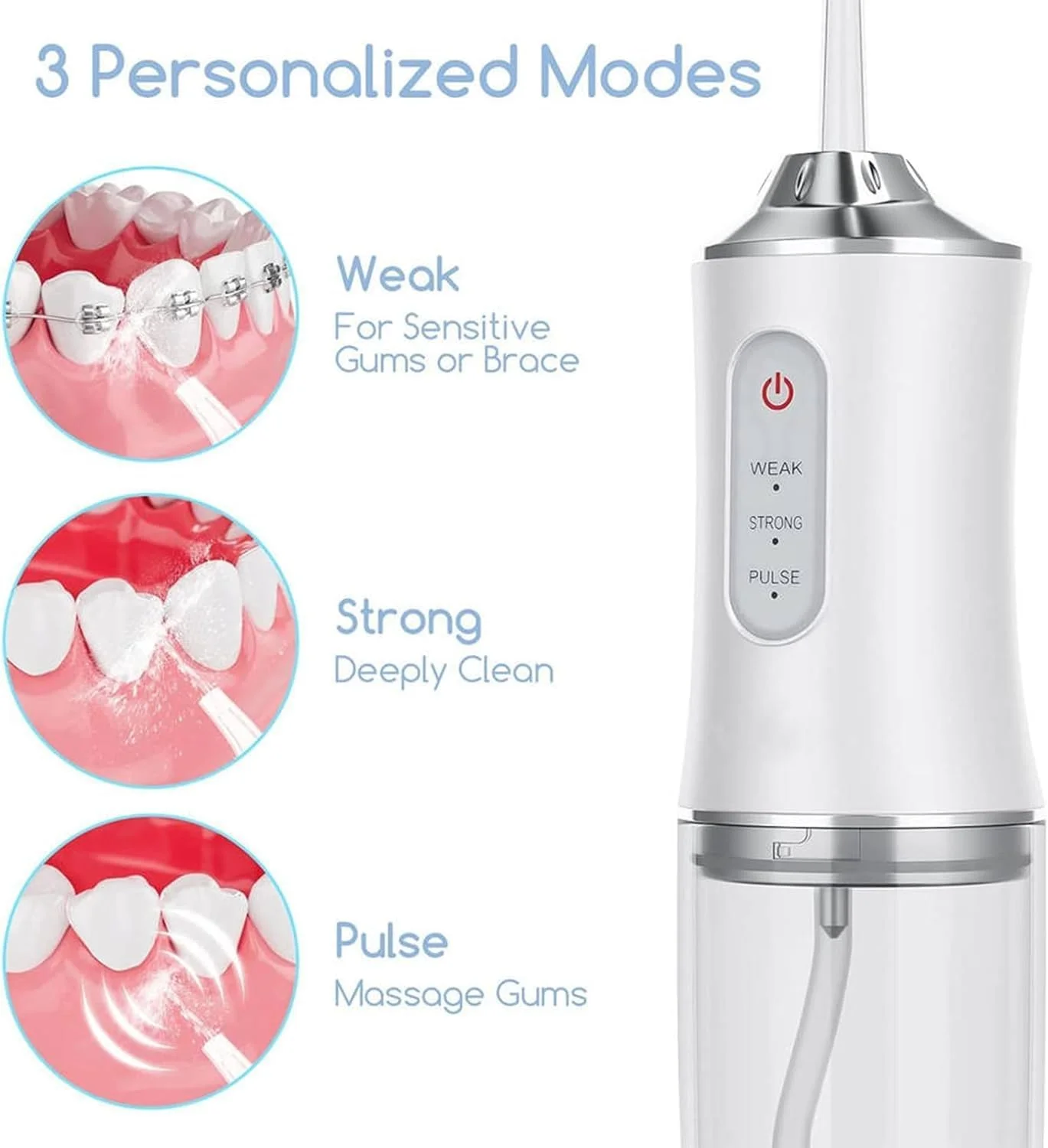 واترجت دهانشویه بی سیم Smartgrist، دستگاه تمیز کننده دندان قابل حمل با 5 سری جت، 3 حالت ضد آب IPX7، مخزن 220 میلی لیتری، شارژ USB مناسب برای مسافرت