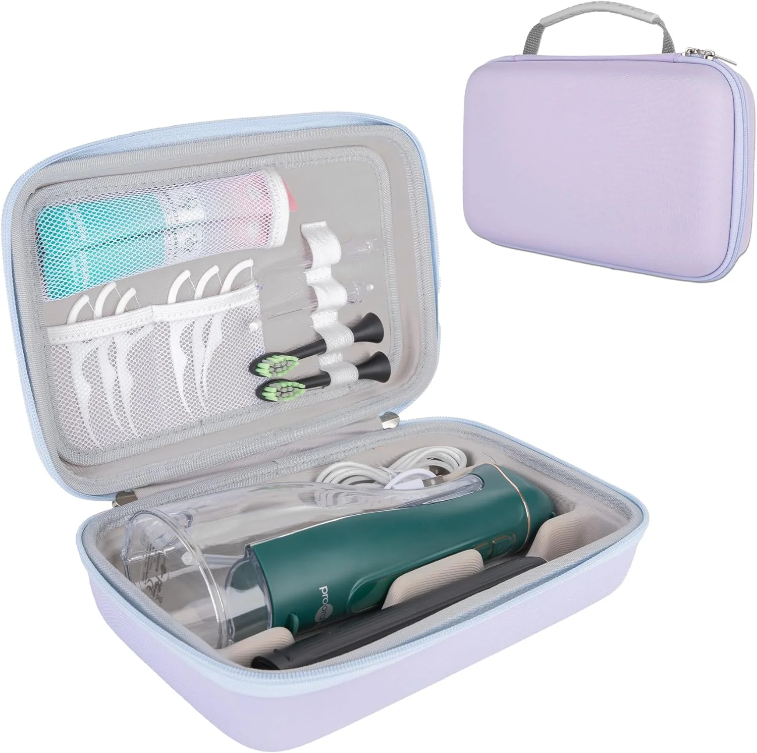 کیف مسافرتی نخ دندان آبی SMYV، سازمان دهنده مسافرتی قابل حمل دندان و دهان، کیف سخت Eva برای نگهداری نخ دندان، مسواک برقی، خمیر دندان و لوازم جانبی (فقط کیف) - بنفش