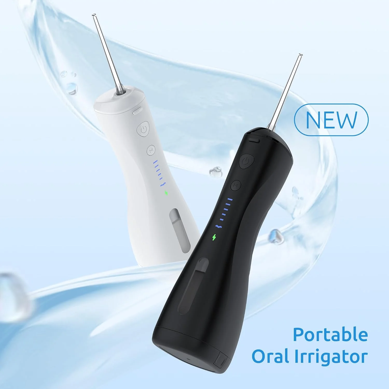 دستگاه شستشوی دهان و دندان SYNHOPE [بی سیم و قابل حمل]، 6 حالت و ضد آب IPX7، مسواک آبی شارژی، تمیز کننده دندان، مناسب برای استفاده خانگی، برای ارتودنسی، بریج و مراقبت از لثه (مشکی)
