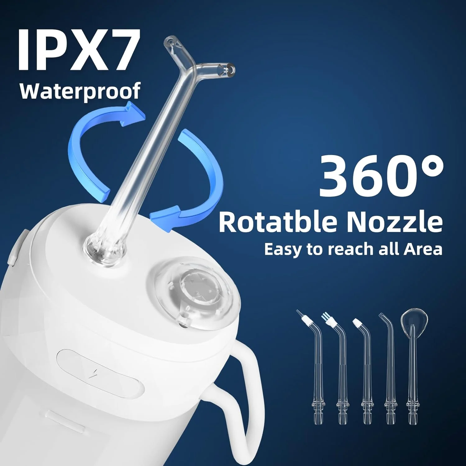 واتر فلاسر قابل حمل SwanKiss برای دندان، دستگاه شستشوی دهان، واتر فلاسر دندان مینی بی سیم با مخزن تلسکوپی، ضد آب IPX7، انتخاب کننده های تمیز کننده دندان خانگی و مسافرتی برای مراقبت از ارتودنسی