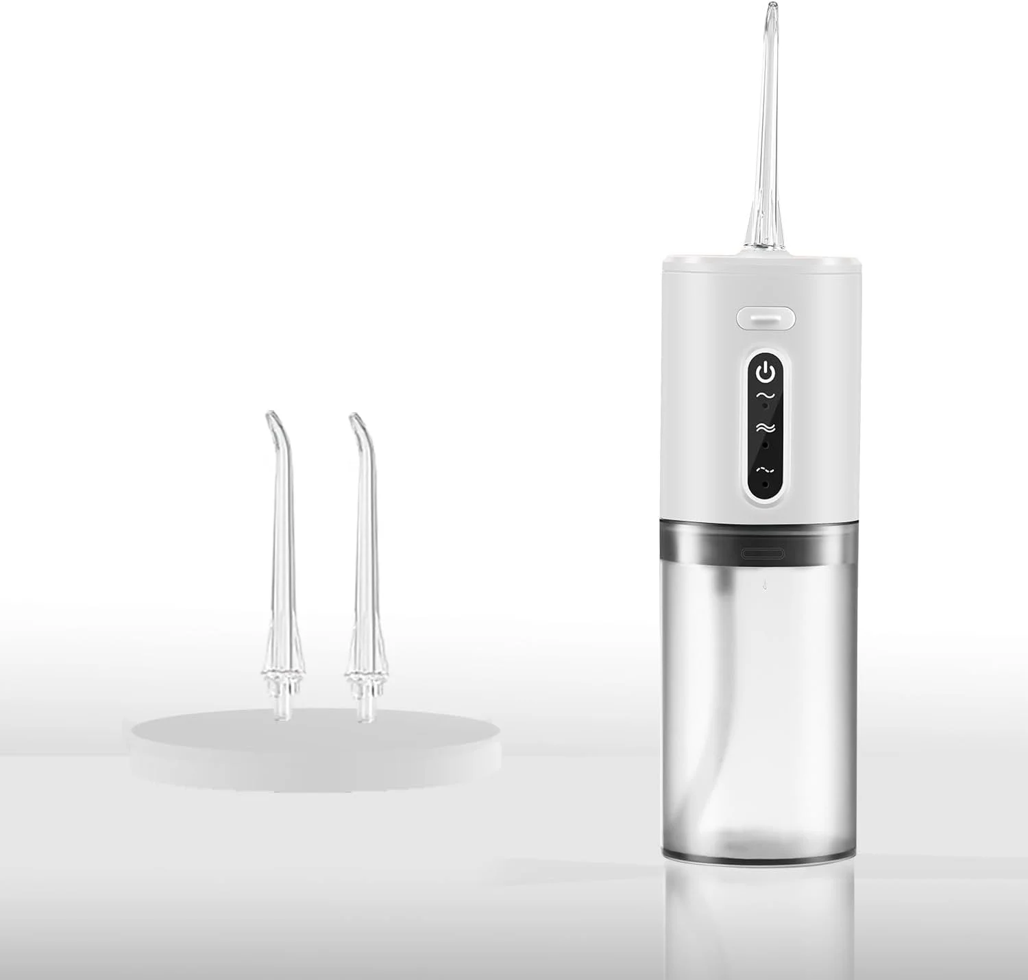 دستگاه شستشوی دهان و دندان، نخ دندان آبی قابل حمل و هوشمند با حافظه، ضد آب IPX6، قابل شارژ، مناسب منزل و مسافرت (سفید، 2 نازل)