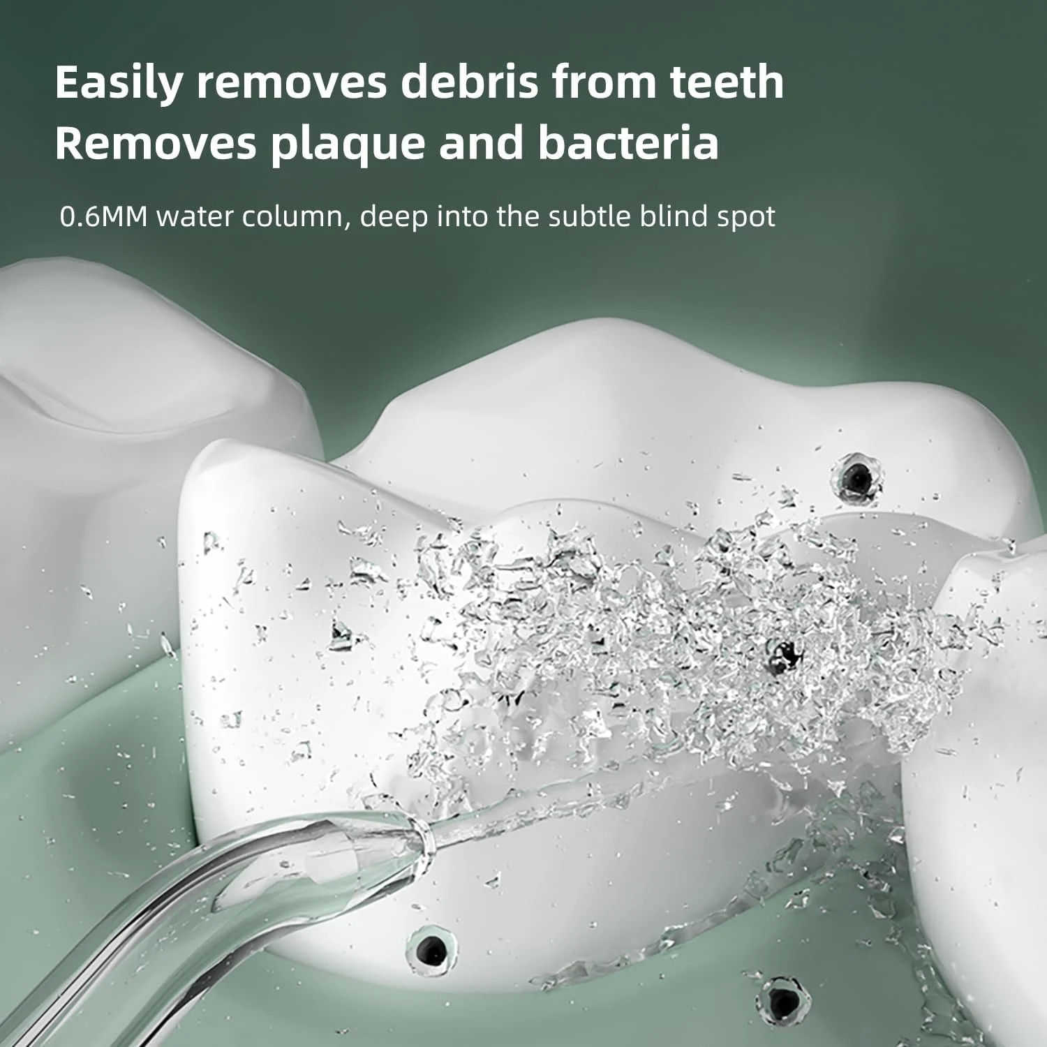 دستگاه شستشوی دهان و دندان، نخ دندان آبی قابل حمل و هوشمند با حافظه، ضد آب IPX6، قابل شارژ، مناسب منزل و مسافرت (سفید، 2 نازل)