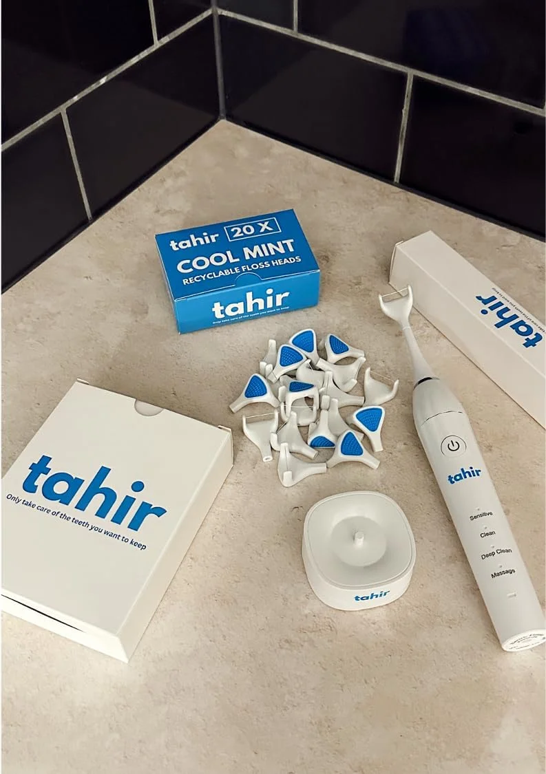 کیت شروع نخ دندان برقی طاهر - Sonic Pro v1.0 تمیز کننده بین دندانی سونیک پریمیوم با 20 عدد سری نخ دندان نعنایی قابل بازیافت