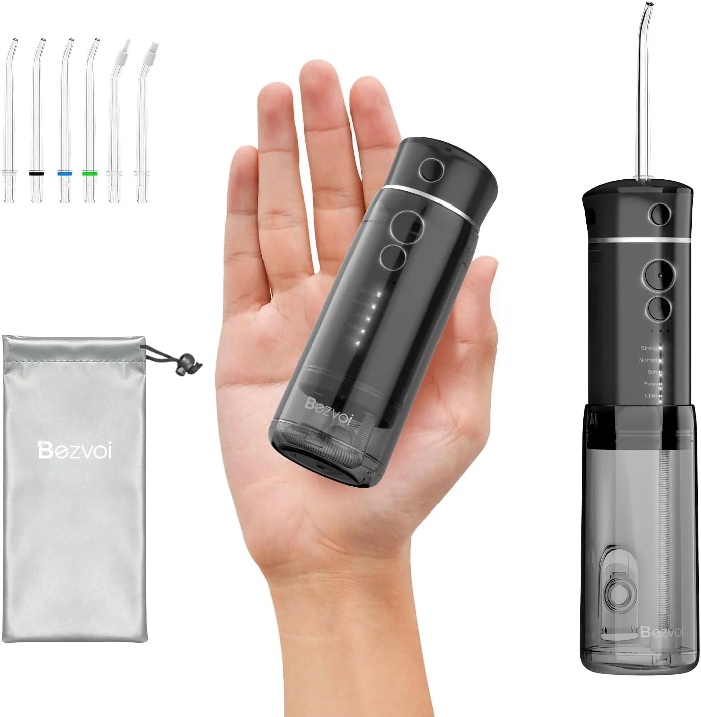 دستگاه شستشوی دهان مسافرتی بی سیم: دستگاه شستشوی دهان با 5 حالت، مخزن آب 180 میلی لیتری، ضد آب IPX7، تمیز کننده دندان برقی، نخ دندان آبی با 6 سری برای تمیز کردن منزل و مسافرت دستگاه شستشوی دهان مسافرتی بی سیم: دستگاه شستشوی دهان با 5 حالت، مخزن آب 180 میلی لیتری، ضد آب IPX7، تمیز کننده دندان برقی، نخ دندان آبی با 6 سری برای تمیز کردن منزل و مسافرت