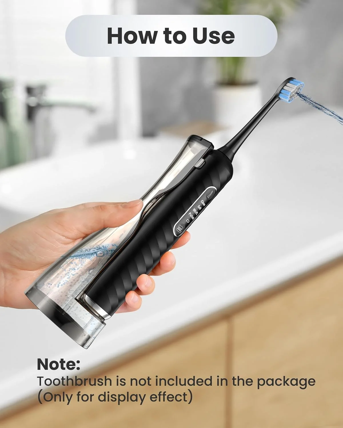 لوازم جانبی مسواک - مخزن آب خارجی، مسواک برقی با لوازم جانبی و مخزن آب (مشکی)