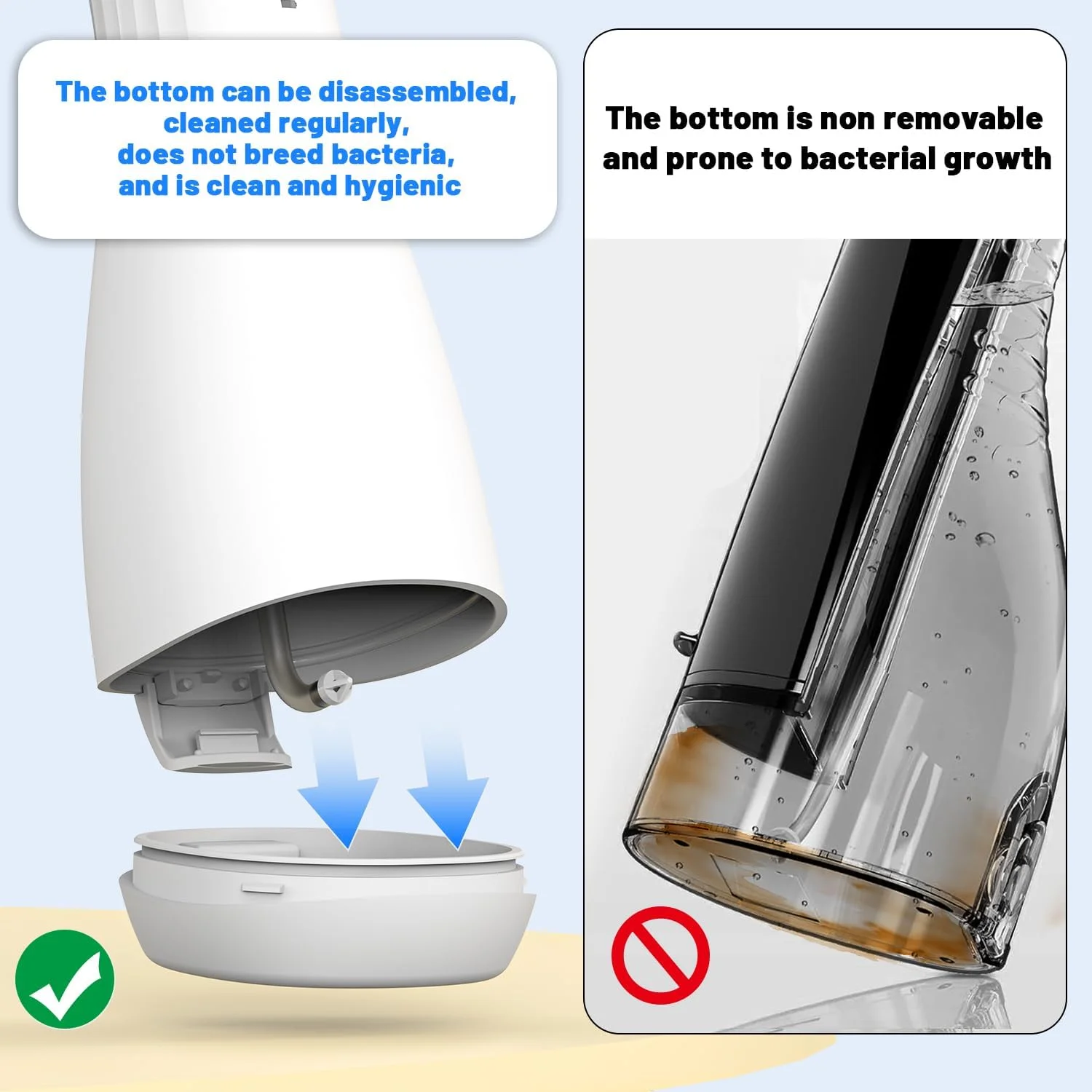 واترجت دندان واپتک، تمیز کننده بی سیم، نخ دندان آبی، ظرفیت بزرگ 400 میلی لیتر، چرخش 360 درجه قابل حمل، 5 حالت تمیز کردن DIY، 6 سری قابل تعویض، نخ دندان آبی برای ارتودنسی