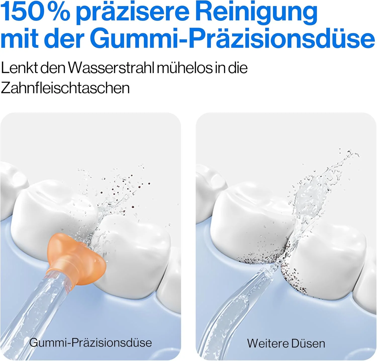واترپیک قابل حمل usmile C10 - باتری با طول عمر 95 روز، 4 حالت تمیز کردن، مخزن 180 میلی لیتری، ضد آب IPX7، ایده آل برای مسافرت، ارتودنسی، ایمپلنت و لثه های حساس (آبی) (سفید)