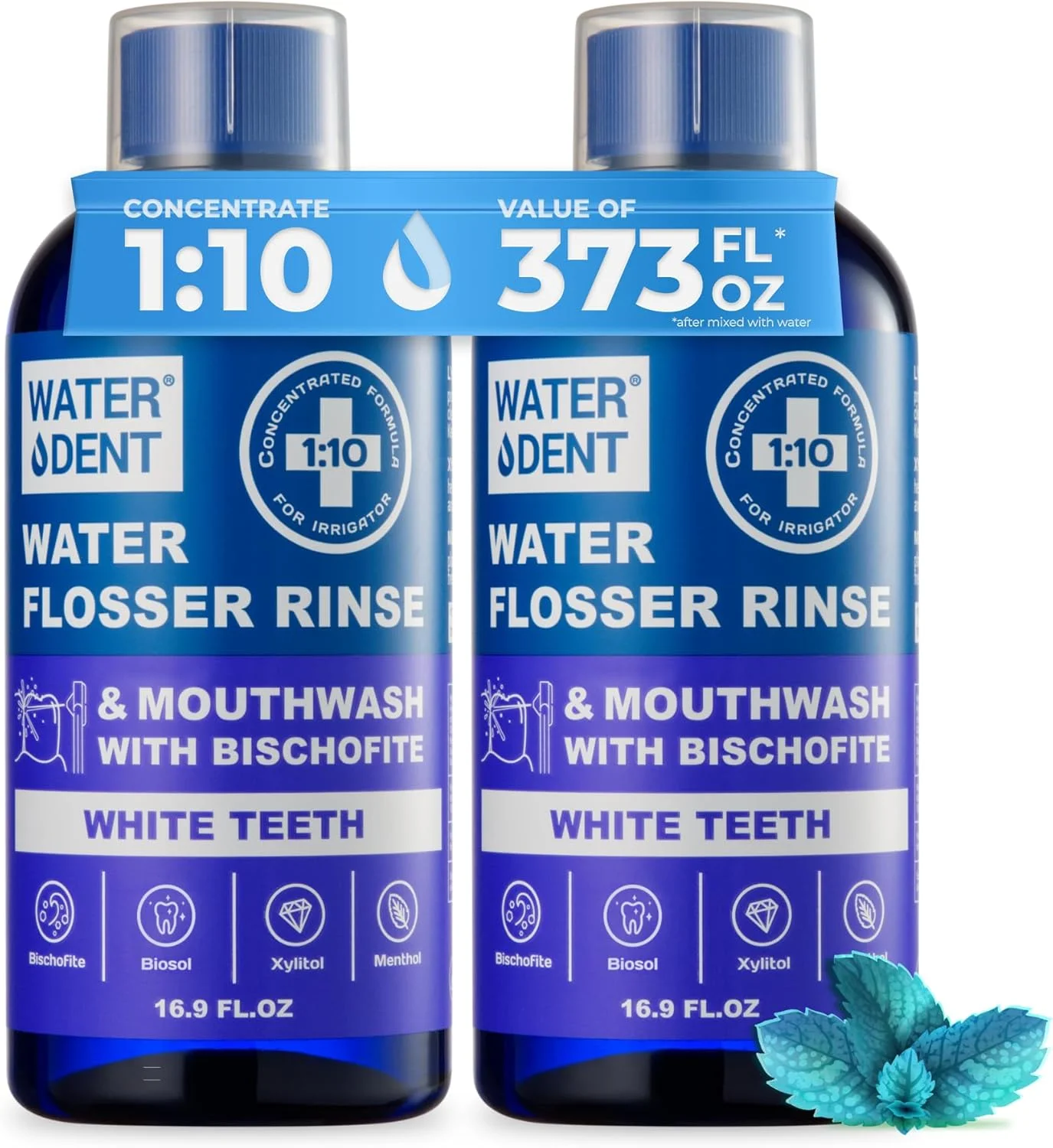 محلول شستشوی دهان و دندان WATER DENT | مناسب دستگاه های شستشوی دهان | دندان های سفید | قابل استفاده در دستگاه های شستشوی دهان و به عنوان دهانشویه | طعم میوه | بسته 2 عددی = 11 لیتر | فاقد الکل و پراکسید. ساخت آمریکا