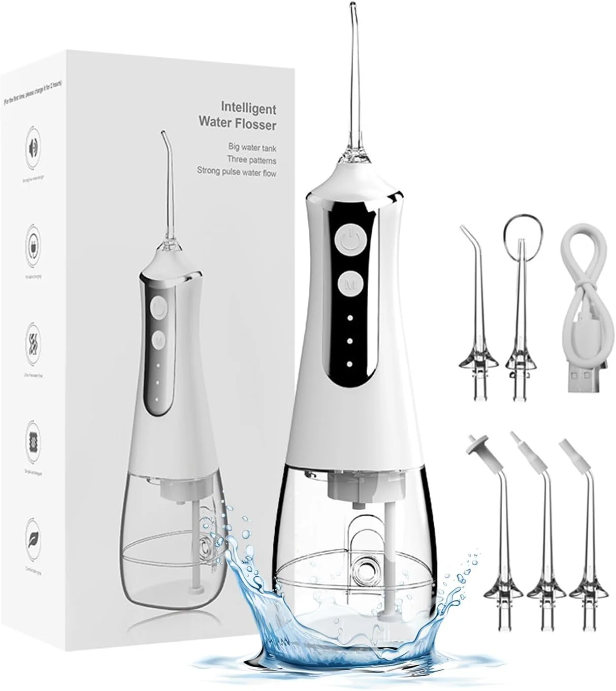 واتر فلاسر بی سیم، دستگاه آبیاری دهان حرفه ای بی سیم، مخزن 300 میلی لیتری قابل شارژ، دستگاه آبیاری دندان قابل حمل بی سیم، جت آب دهان تمیز کننده دندان برای خانه و مسافرت