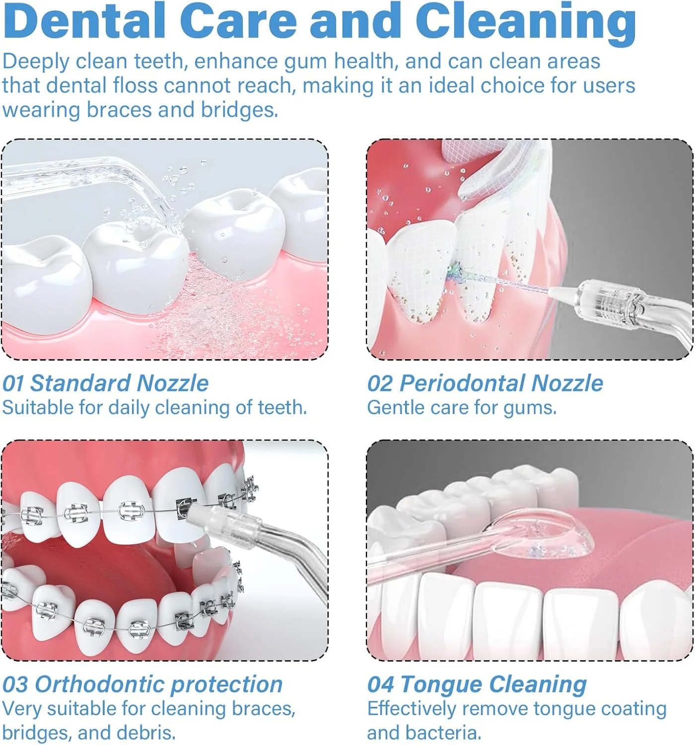 واترجت دهانشویه WAAYAA، قابل حمل و شارژی، با عملکرد ضدآب IPX7، دارای 3 حالت، مناسب برای استفاده خانوادگی و مسافرت.
