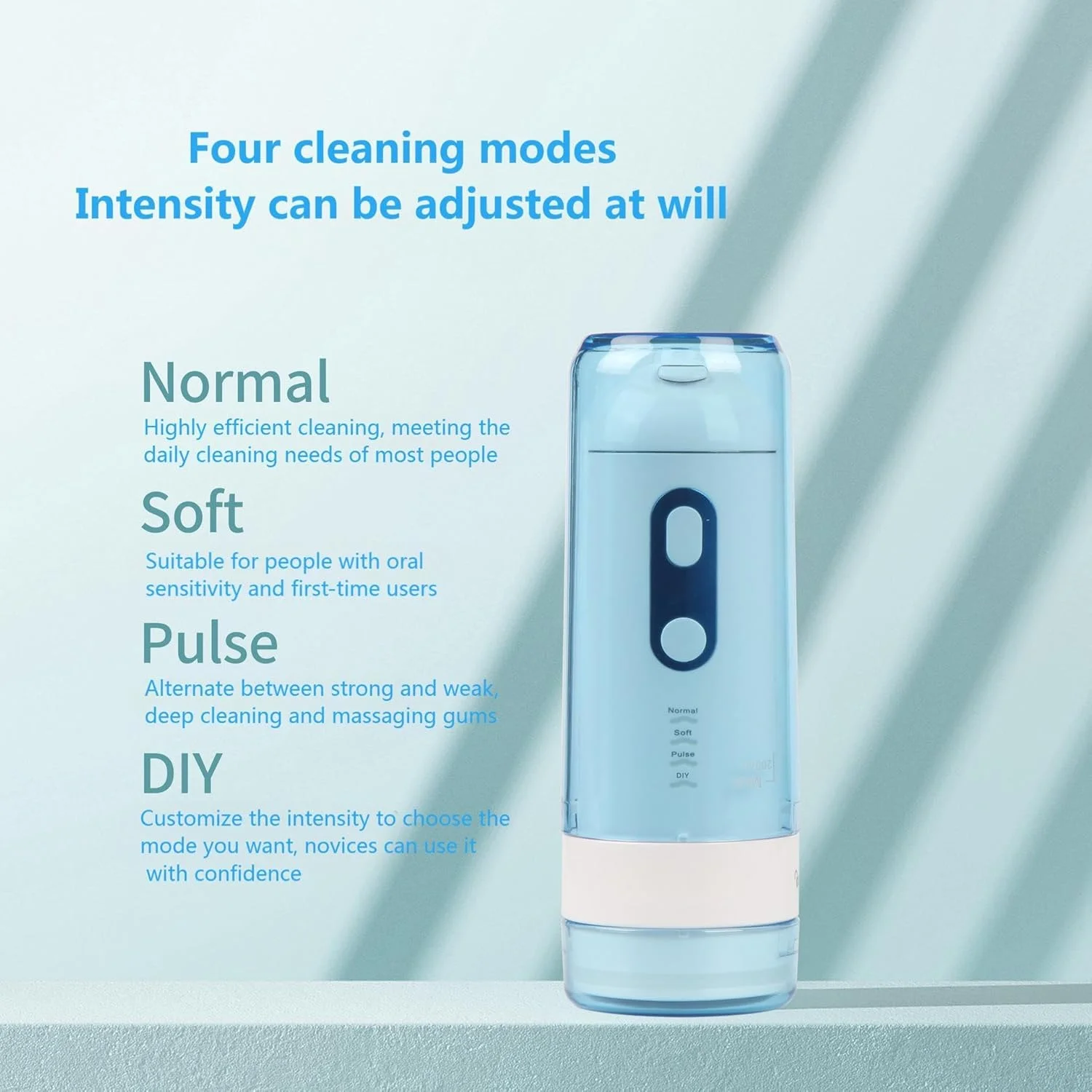 دستگاه پاک کننده دندان آبی بی سیم قابل حمل WANVISLIN، 200 میلی لیتر، قابل شارژ مناسب منزل و مسافرت، دارای 4 حالت و استاندارد ضدآب IPX7