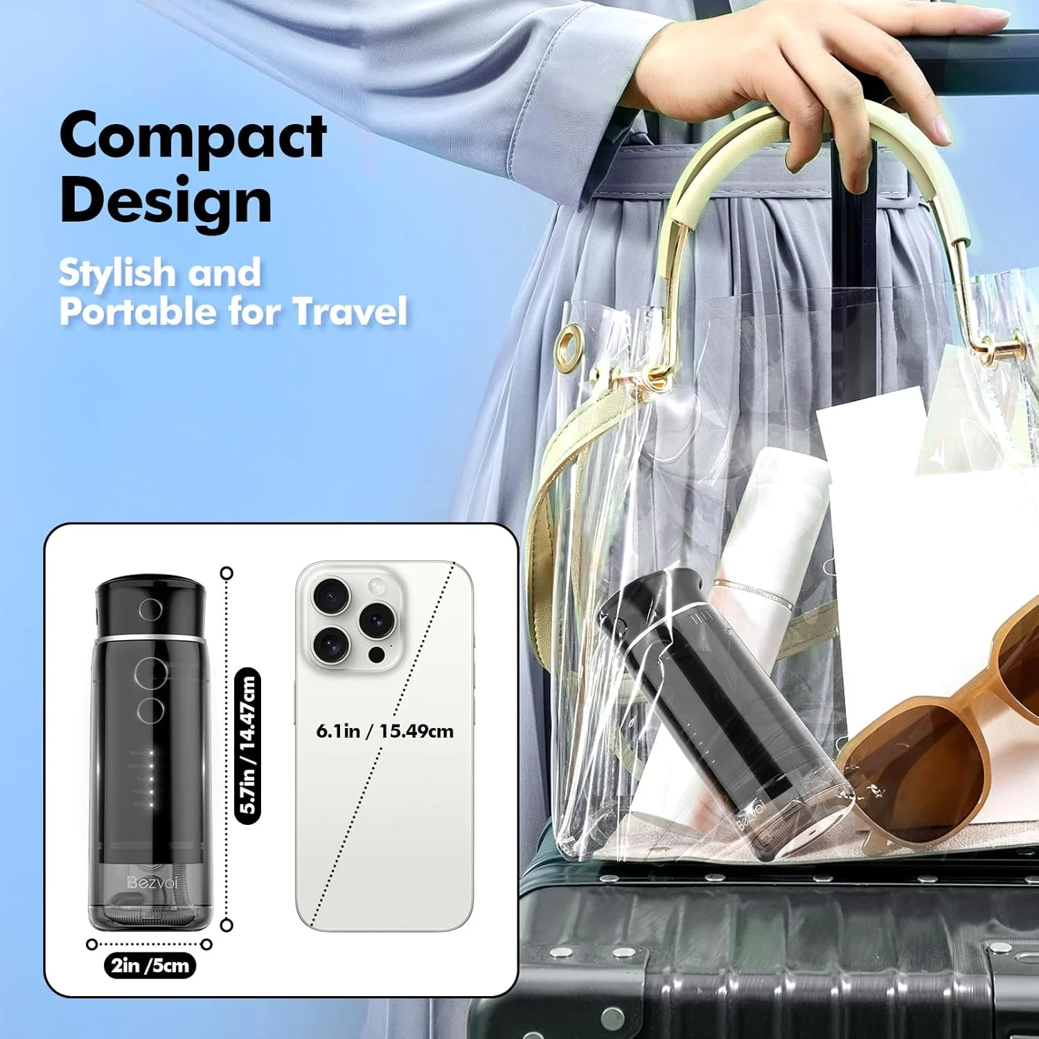 واتر فلاسر کوچک، بی سیم و قابل حمل: نخ دندان آبی با 5 حالت، دارای مخزن آب تلسکوپی، 6 سری، دارای استاندارد ضدآب IPX7، مناسب برای تمیز کردن دندان ها، لثه، ارتودنسی و مراقبت از دندان (مشکی)