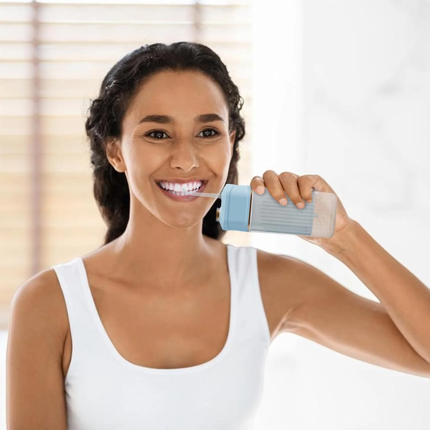 واتر فلاسر | نخ دندان آبی بی سیم با 3 حالت پاک کننده دندان - دستگاه آبیاری برقی با 3 حالت قابل شارژ برای تمیز کردن روزانه دندان در سفر و شب