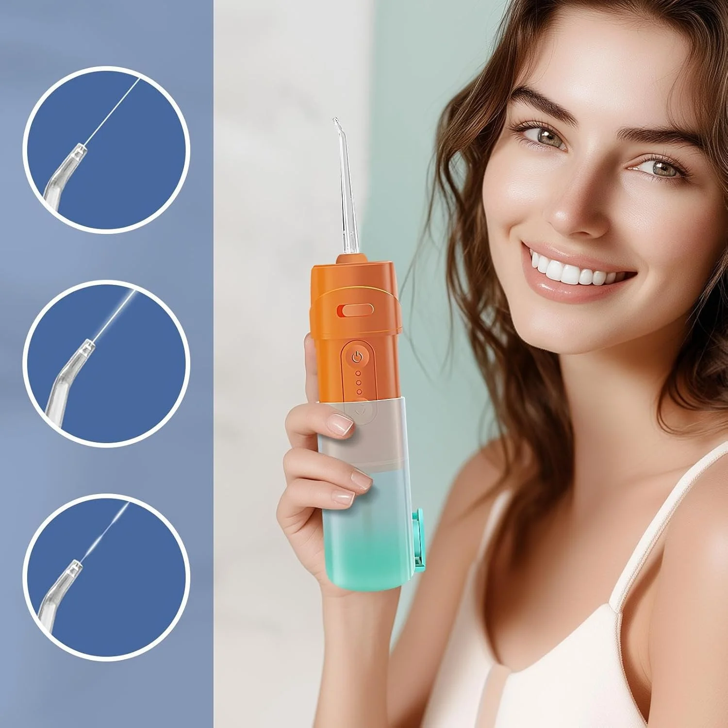 دستگاه نخ دندان آبی برای دندان - مسواک برقی نخ دندان آبی 240 میلی لیتری | دستگاه آبیاری ضد آب با 5 حالت برای مسافرت، استفاده روزانه در حمام و منزل، مناسب برای کودکان، آقایان و بانوان