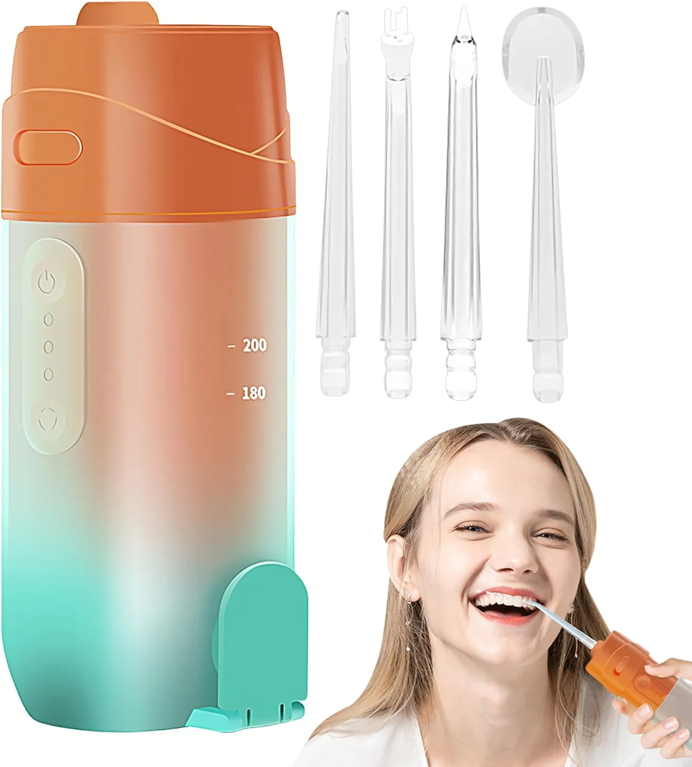 دستگاه شستشوی دندان با آب، قابل شارژ 240 میلی لیتر - دستگاه آبیاری دندان ضد آب با 5 حالت شستشو برای مسافرت، استفاده روزانه در حمام منزل، مناسب برای کودکان، آقایان و بانوان