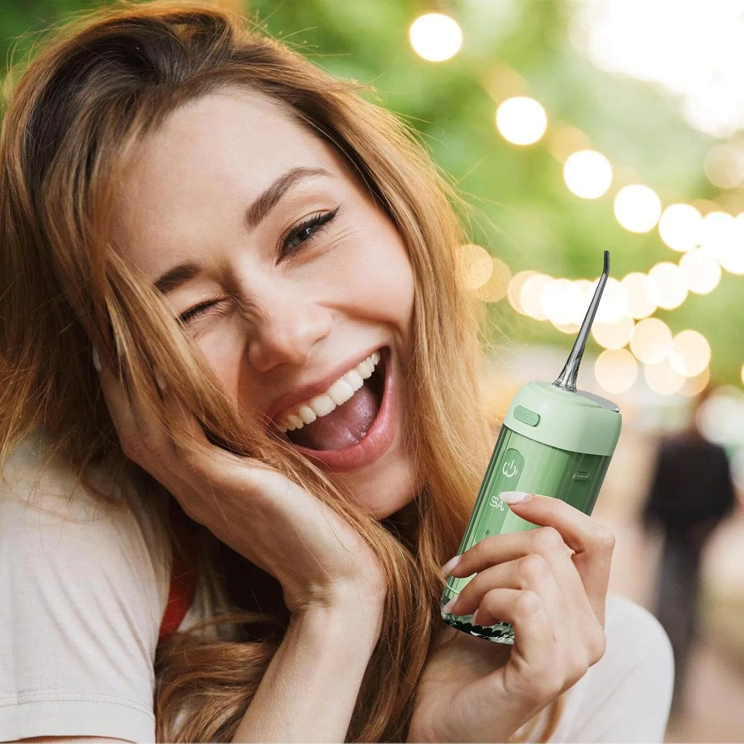 خلال دندان آبی - دستگاه خلال دندان آبی، 200 میلی لیتر، تمیز کننده برقی بی سیم و ضد آب برای کودکان، بزرگسالان، استفاده در فضای باز، مدرسه، حمام، باشگاه، مسافرت، تعطیلات و ساحل