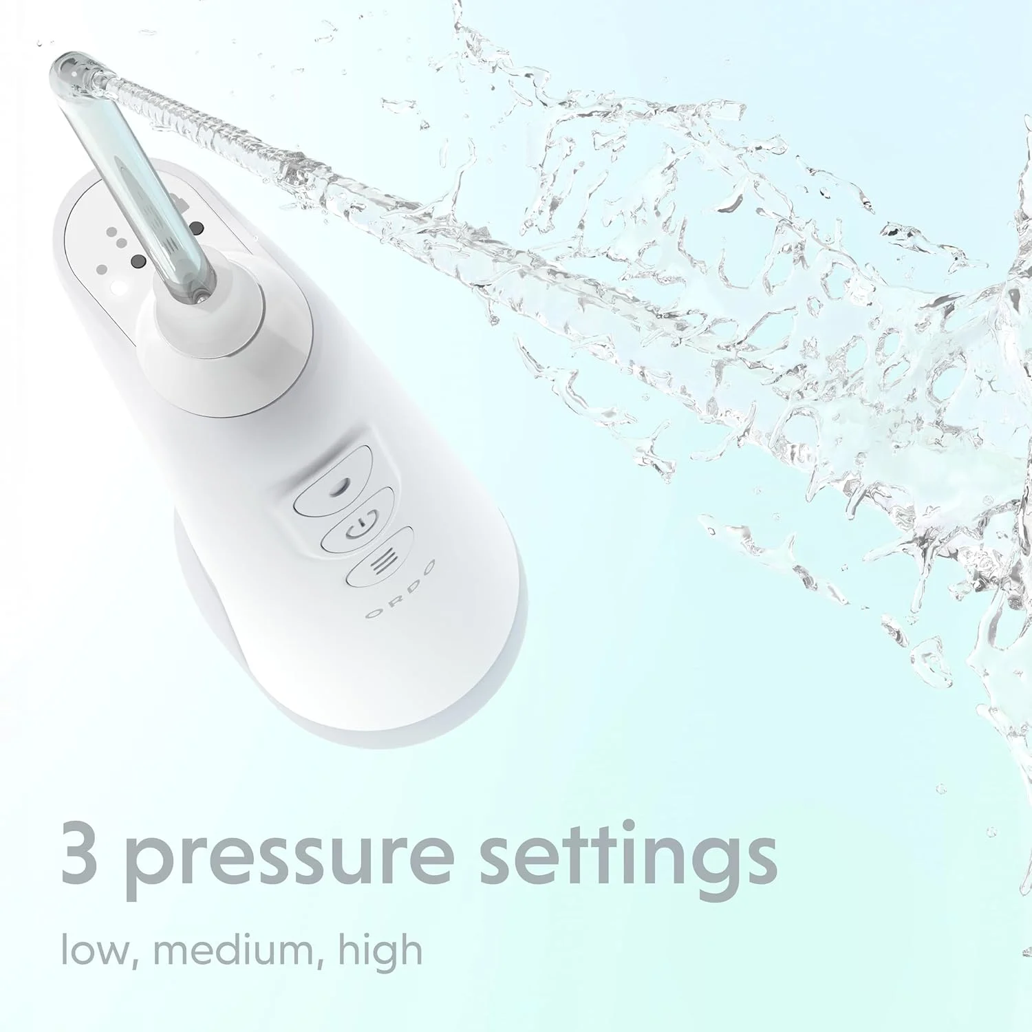 دستگاه واتر فلاسر دندان اوردو، بی سیم IPX7 ضد آب، 3 حالت فشار، قابل حمل، فلاسر برقی صوتی قابل شارژ، توصیه شده توسط متخصصین دندانپزشکی، سفید