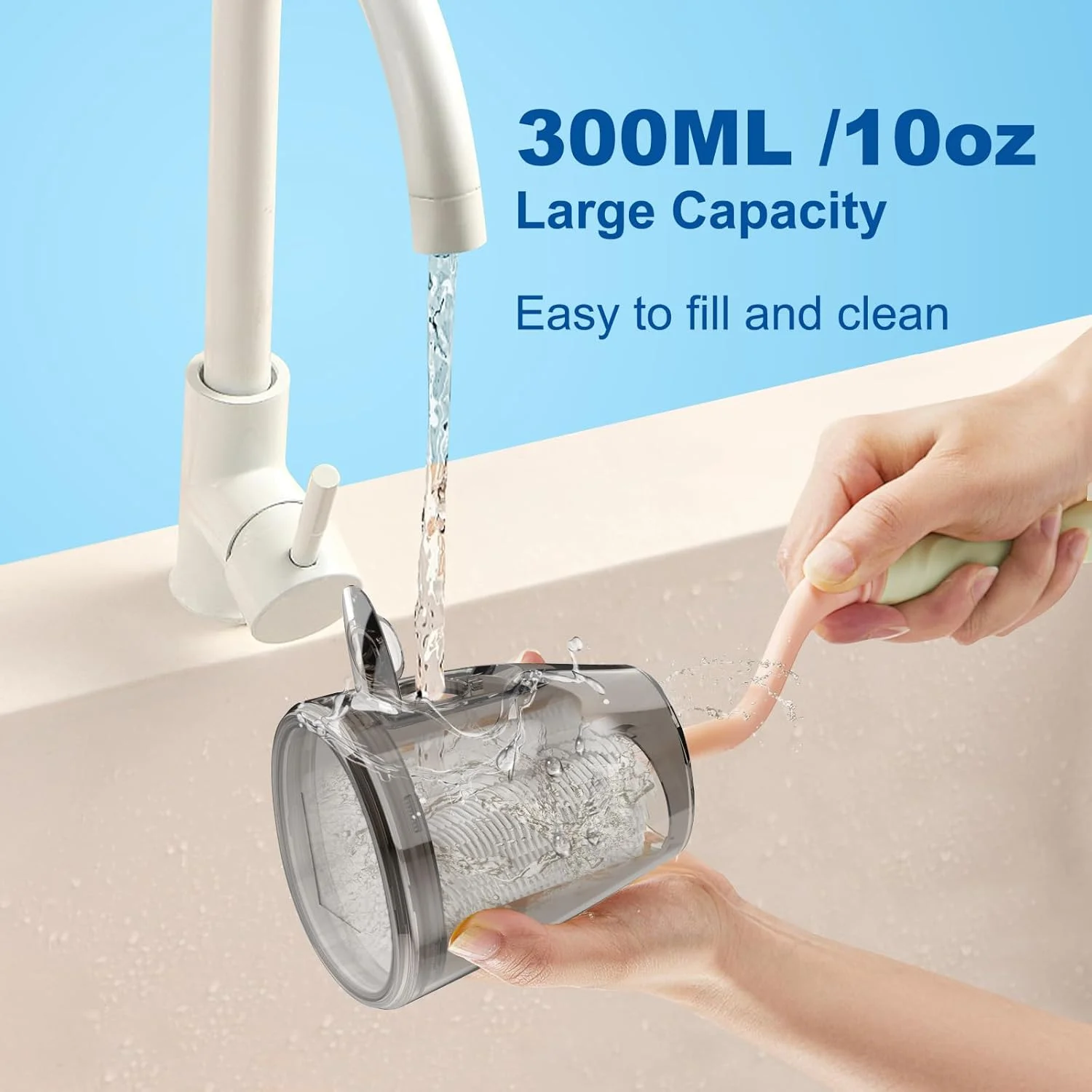 واتر فلاسر دندان، نخ دندان آبی 300 میلی لیتری بی سیم، قابل شارژ با 5 حالت و 5 سری جت، تمیز کننده دندان ضد آب IPX7 برای مراقبت از لثه، مناسب برای استفاده در منزل و مسافرت