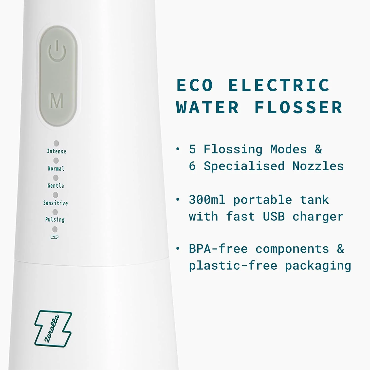 دستگاه شستشوی دهان برقی Zerolla Eco - مجموعه کامل، قابل حمل با شارژ USB