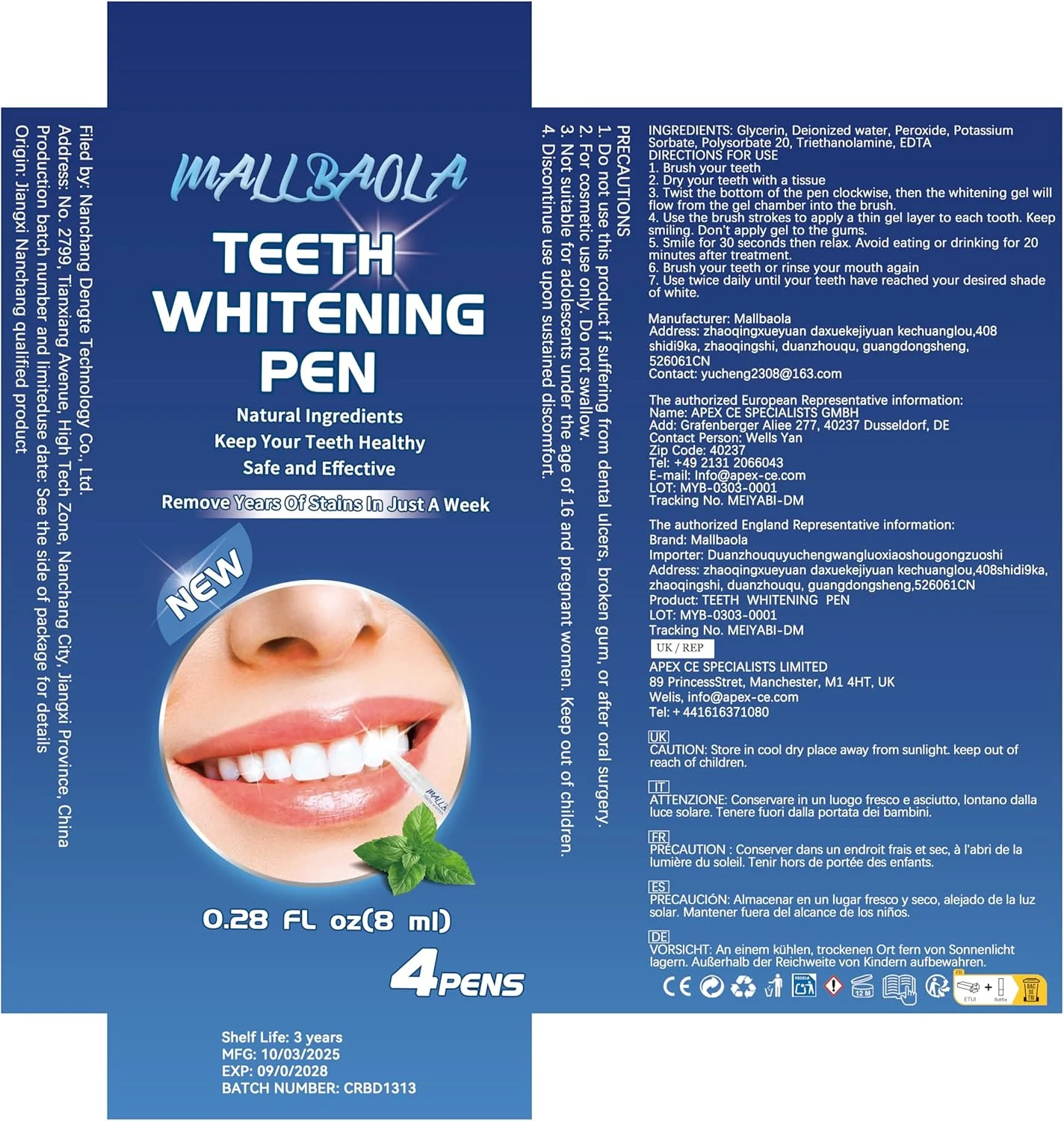 مجموعه ۴ عددی قلم سفید کننده دندان، عامل موثر سفید کننده دندان مجموعه ۴ عددی قلم سفید کننده دندان، عامل موثر سفید کننده دندان