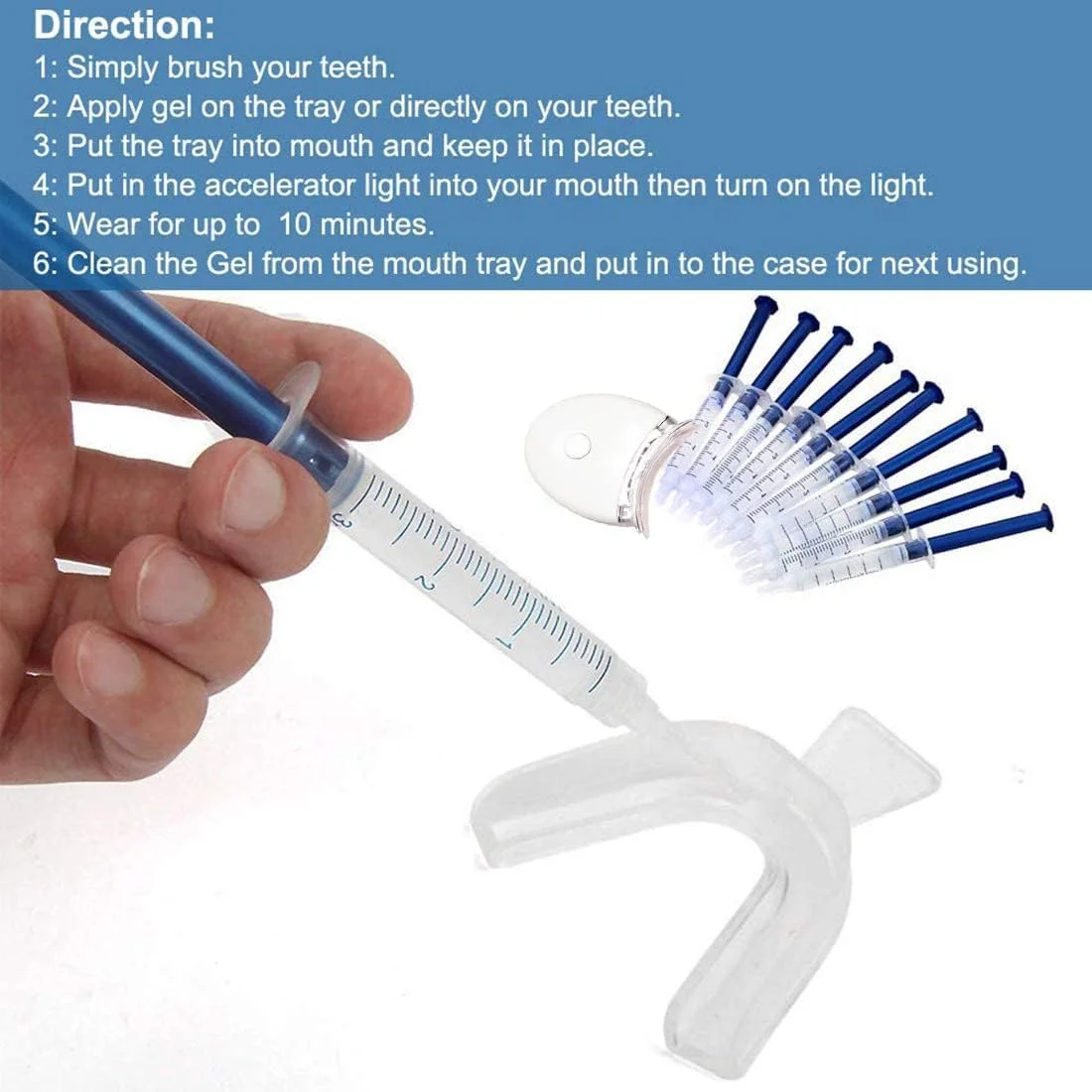 سیستم سفید کننده دندان Axodeen Professional American Standard، 10 عدد ژل سفید کننده، نور LED سفید و 2 سینی سیستم سفید کننده دندان Axodeen Professional American Standard، 10 عدد ژل سفید کننده، نور LED سفید و 2 سینی