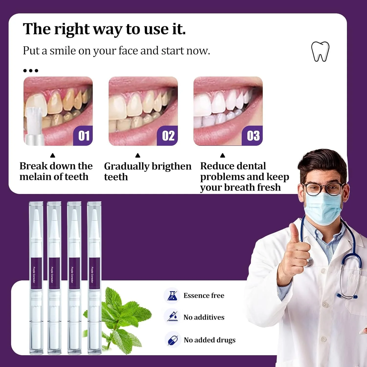 قلم سفید کننده دندان آزونی، 4 عدد قلم بنفش اصلاح کننده رنگ دندان، پاک کننده لکه دندان، ژل سفید کننده دندان، سفید کننده دندان، طعم نعناع طبیعی، لبخند سفید زیبا قلم سفید کننده دندان آزونی، 4 عدد قلم بنفش اصلاح کننده رنگ دندان، پاک کننده لکه دندان، ژل سفید کننده دندان، سفید کننده دندان، طعم نعناع طبیعی، لبخند سفید زیبا