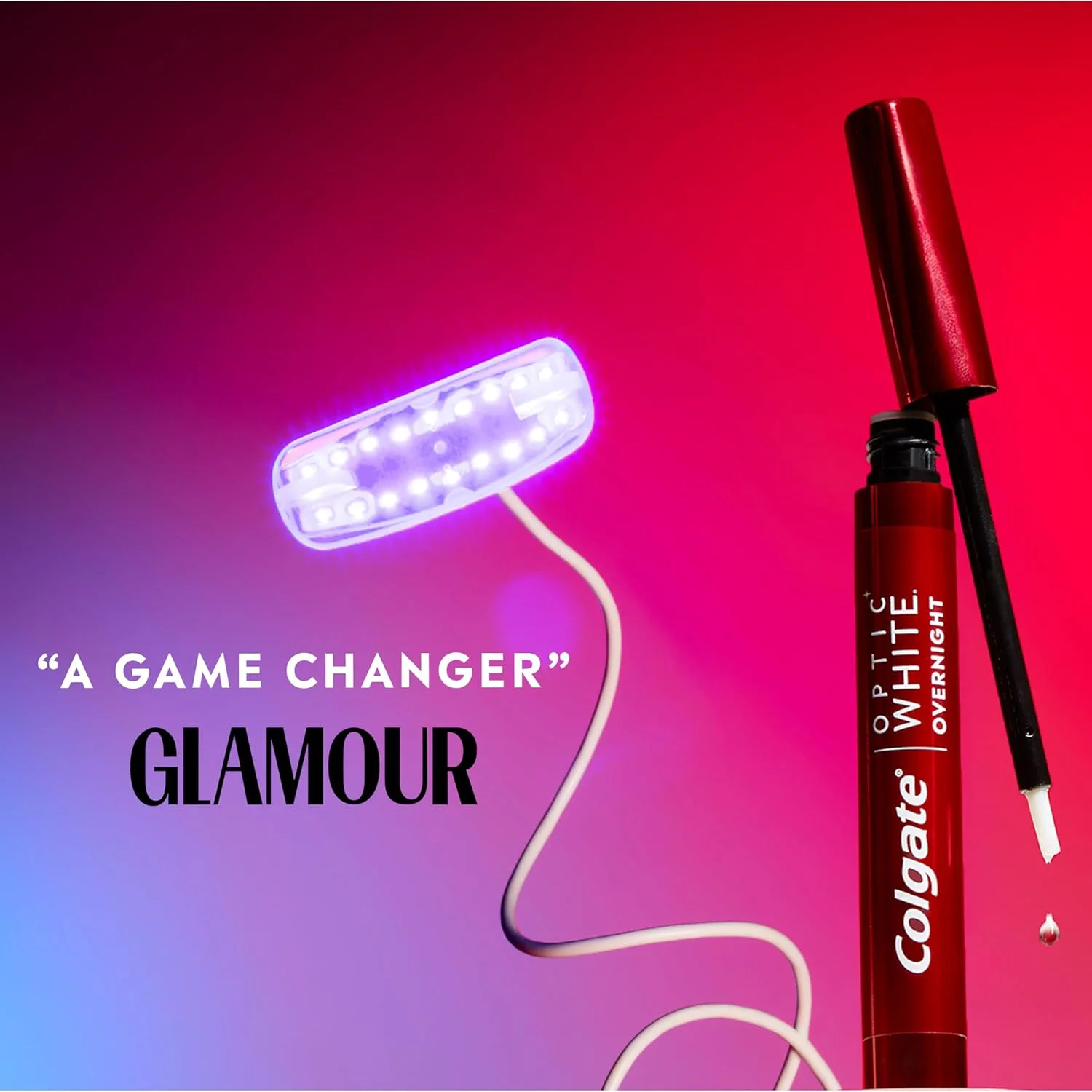 کیت سفید کننده دندان با LED کولگیت Optic White ComfortFit، کیت ژل سفید کننده دندان پراکسید هیدروژن، کمک به از بین بردن لکه های 10 ساله، ایمن برای مینای دندان، شامل قلم سفید کننده و چراغ LED انعطاف پذیر