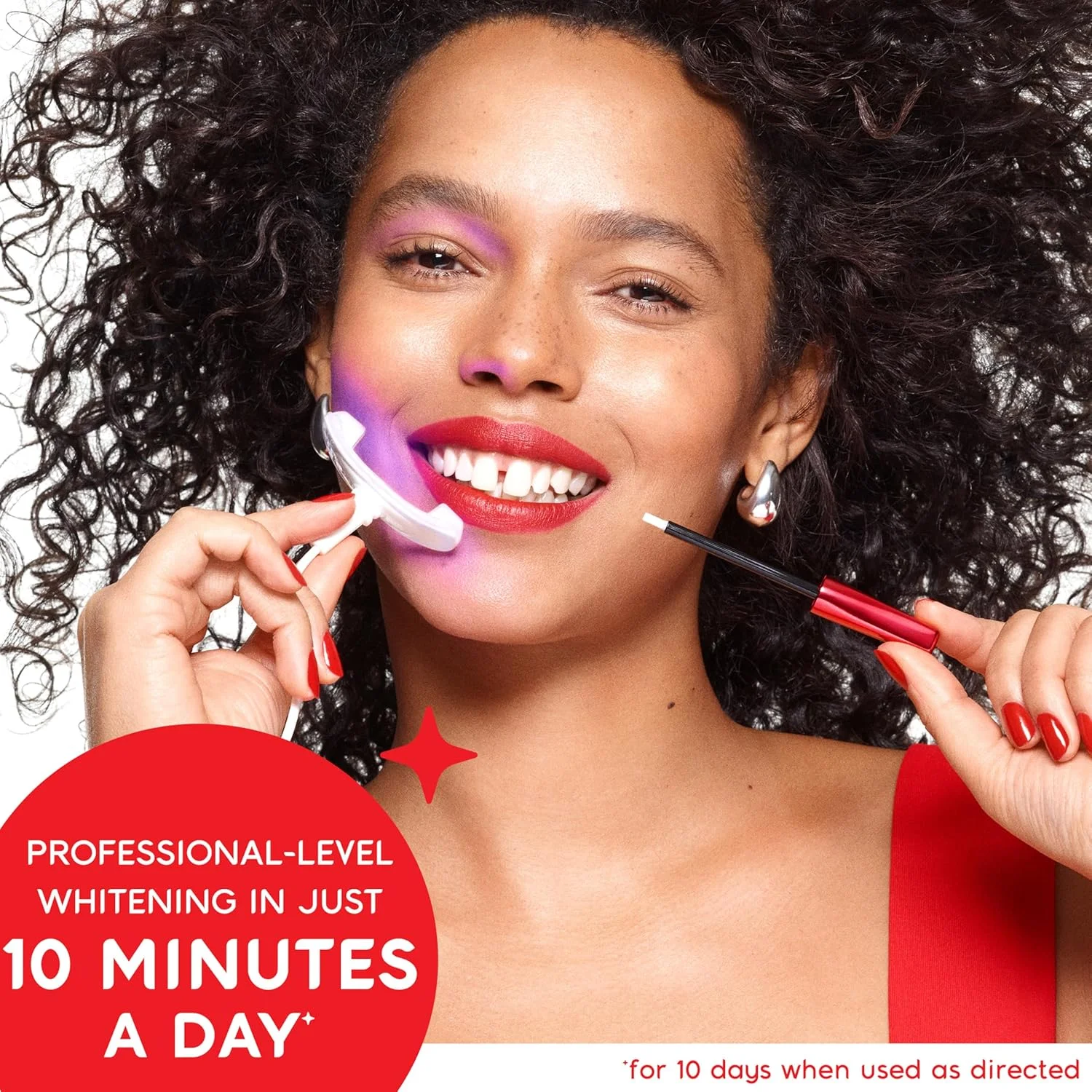 کیت سفید کننده دندان با LED کولگیت Optic White ComfortFit، کیت ژل سفید کننده دندان پراکسید هیدروژن، کمک به از بین بردن لکه های 10 ساله، ایمن برای مینای دندان، شامل قلم سفید کننده و چراغ LED انعطاف پذیر