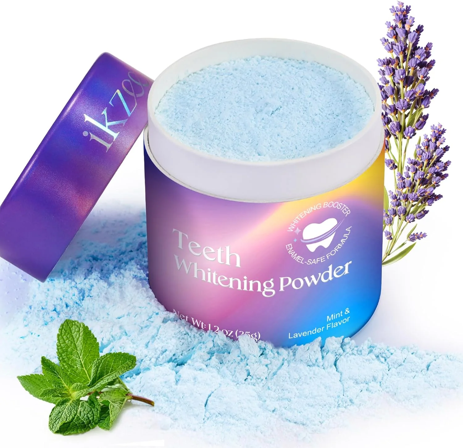 پودر سفید کننده دندان، پودر درخشان کننده دندان - ایمن برای مینای دندان | از بین برنده لکه های چای، قهوه، شراب و سیگار | فرمول غیر حساس | موثر در تقویت دندان ها و لثه ها، خوشبو کننده دهان - 35 گرم