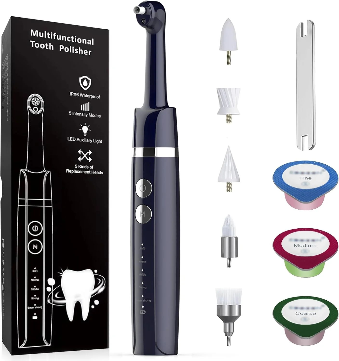 دستگاه پولیش دندان، کیت پولیش دندان، 6 سری، 5 حالت سرعت، چراغ LED، شامل خمیر دندان حرفه ای، قابل شارژ USB، سفید کننده، 1 عدد دستگاه پولیش دندان، کیت پولیش دندان، 6 سری، 5 حالت سرعت، چراغ LED، شامل خمیر دندان حرفه ای، قابل شارژ USB، سفید کننده، 1 عدد