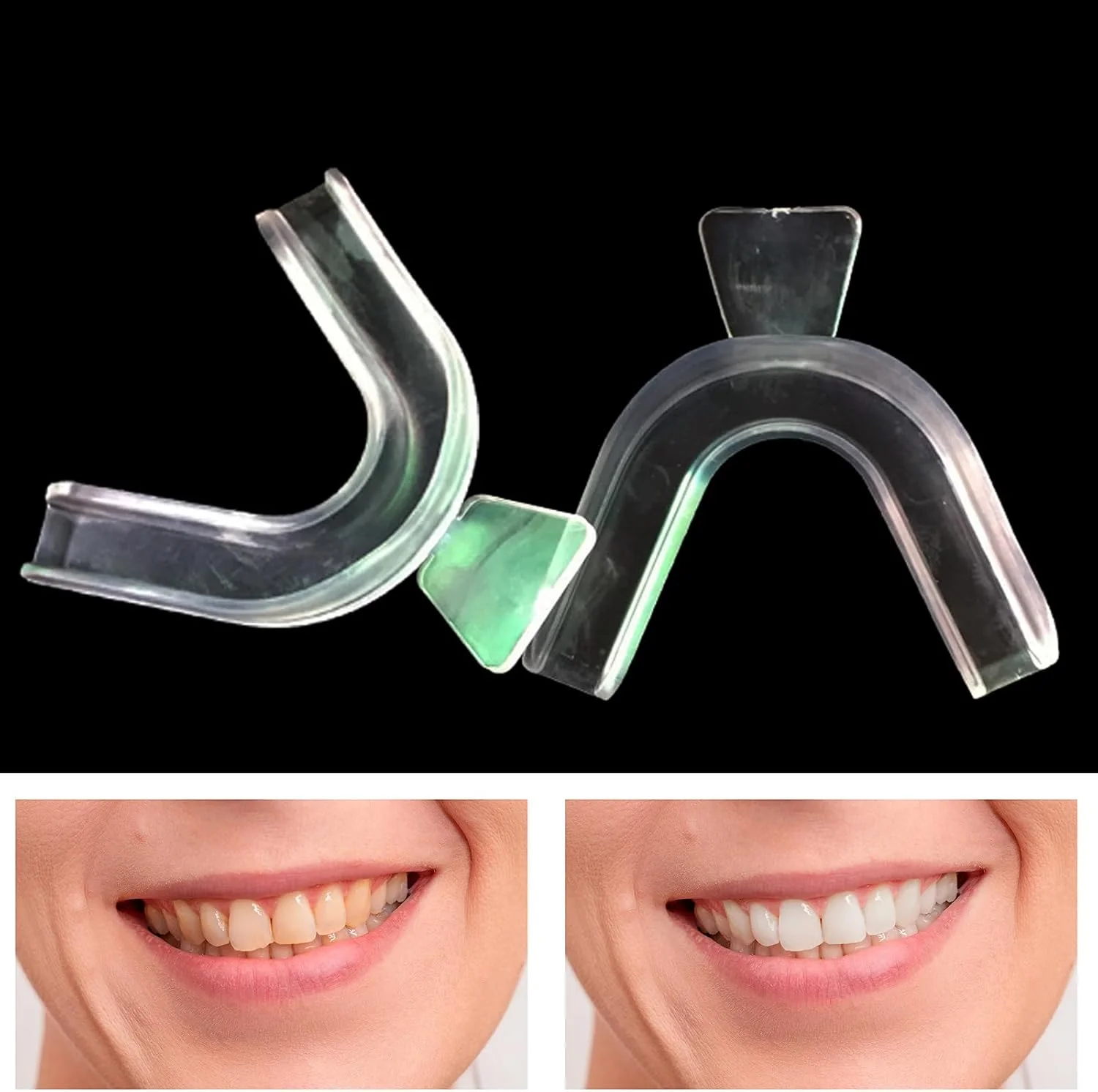 قالب های شفاف سفید کننده دندان BHSTTNIXP، بسته 4 عددی، محافظ لثه ترموپلاستیک برای سفید کردن، محافظت از دندان قروچه