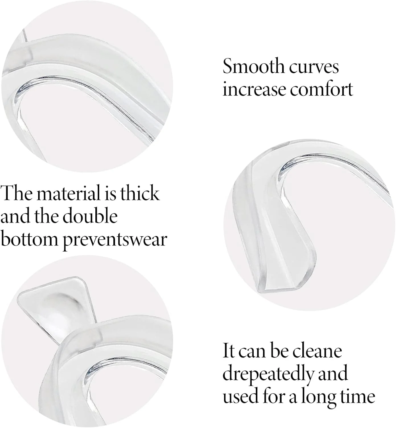 قالب های شفاف سفید کننده دندان BHSTTNIXP، بسته 4 عددی، محافظ لثه ترموپلاستیک برای سفید کردن، محافظت از دندان قروچه