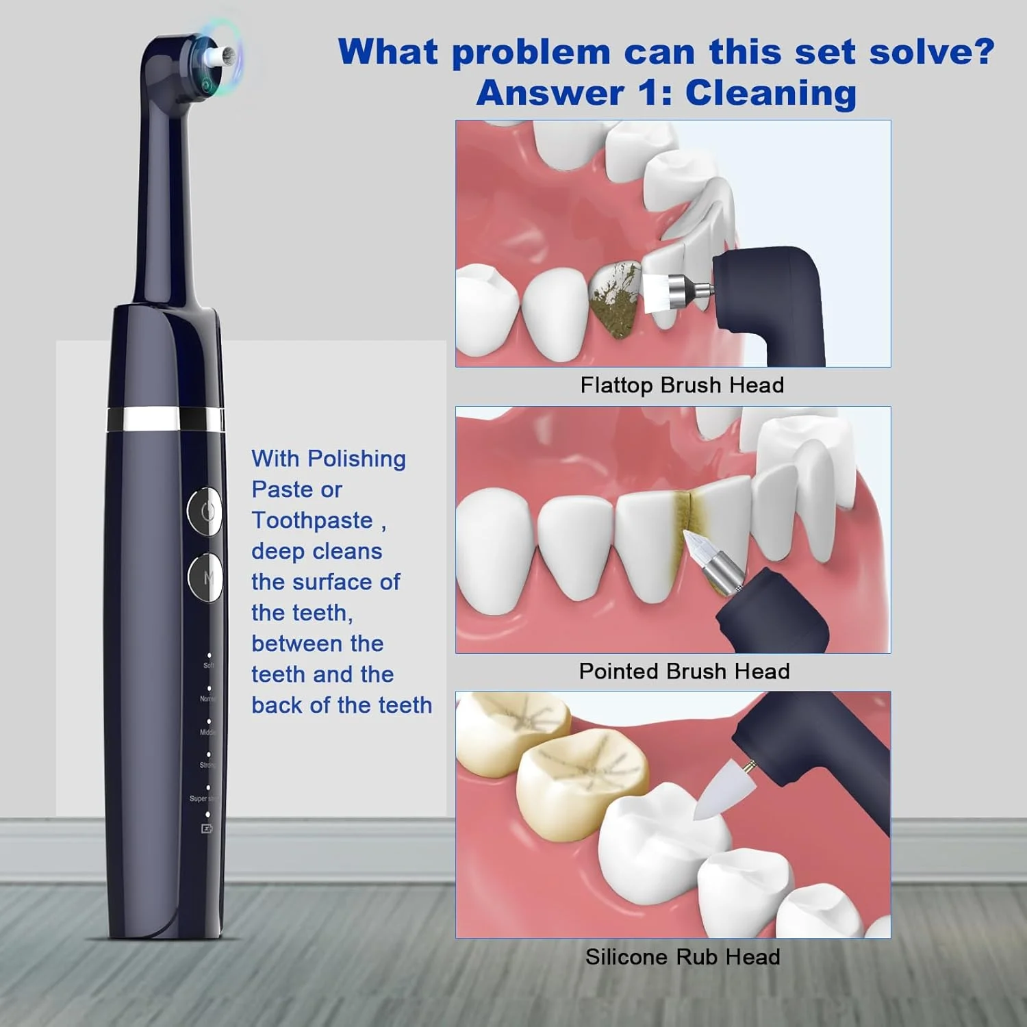 دستگاه پولیش دندان، کیت پولیش دندان، 6 سری، 5 حالت سرعت، چراغ LED، شامل خمیر دندان حرفه ای، قابل شارژ USB، سفید کننده، 1 عدد دستگاه پولیش دندان، کیت پولیش دندان، 6 سری، 5 حالت سرعت، چراغ LED، شامل خمیر دندان حرفه ای، قابل شارژ USB، سفید کننده، 1 عدد