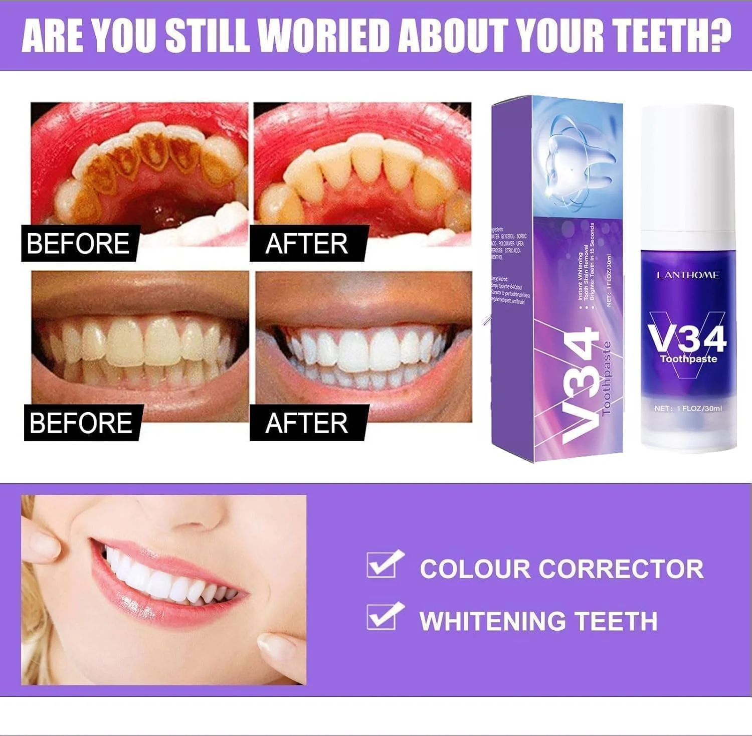 V34 اصلاح رنگ، خمیر دندان بنفش روشن کننده دندان، 2 عدد، خمیر دندان اصلاح کننده رنگ روشن کننده دندان، دندان های سفید، خمیر دندان بنفش برای از بین بردن جرم، خمیر دندان سفید کننده دندان برای دندان های زرد V34 اصلاح رنگ، خمیر دندان بنفش روشن کننده دندان، 2 عدد، خمیر دندان اصلاح کننده رنگ روشن کننده دندان، دندان های سفید، خمیر دندان بنفش برای از بین بردن جرم، خمیر دندان سفید کننده دندان برای دندان های زرد