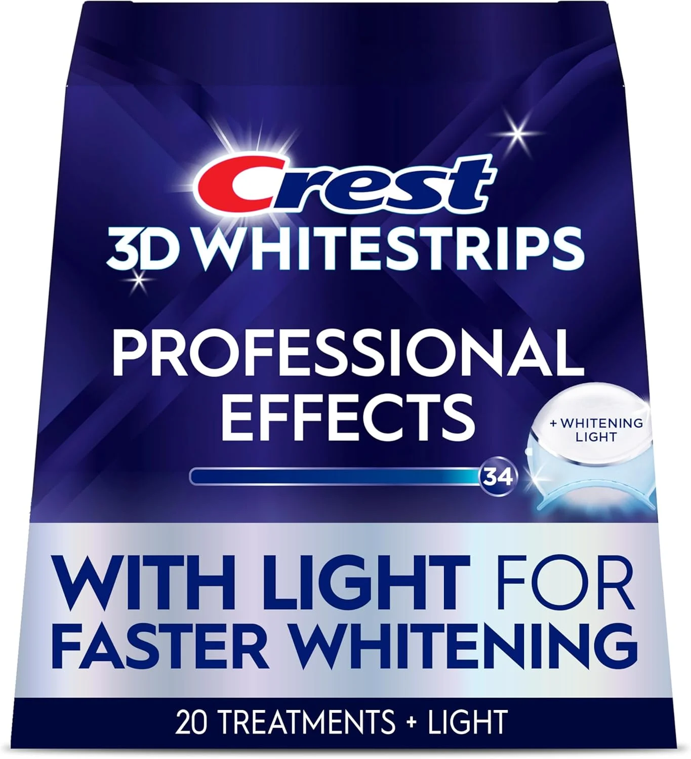 کیت سفید کننده دندان Crest 3D Whitestrips Radiant Express به همراه چراغ LED، 40 نوار (20 بسته)