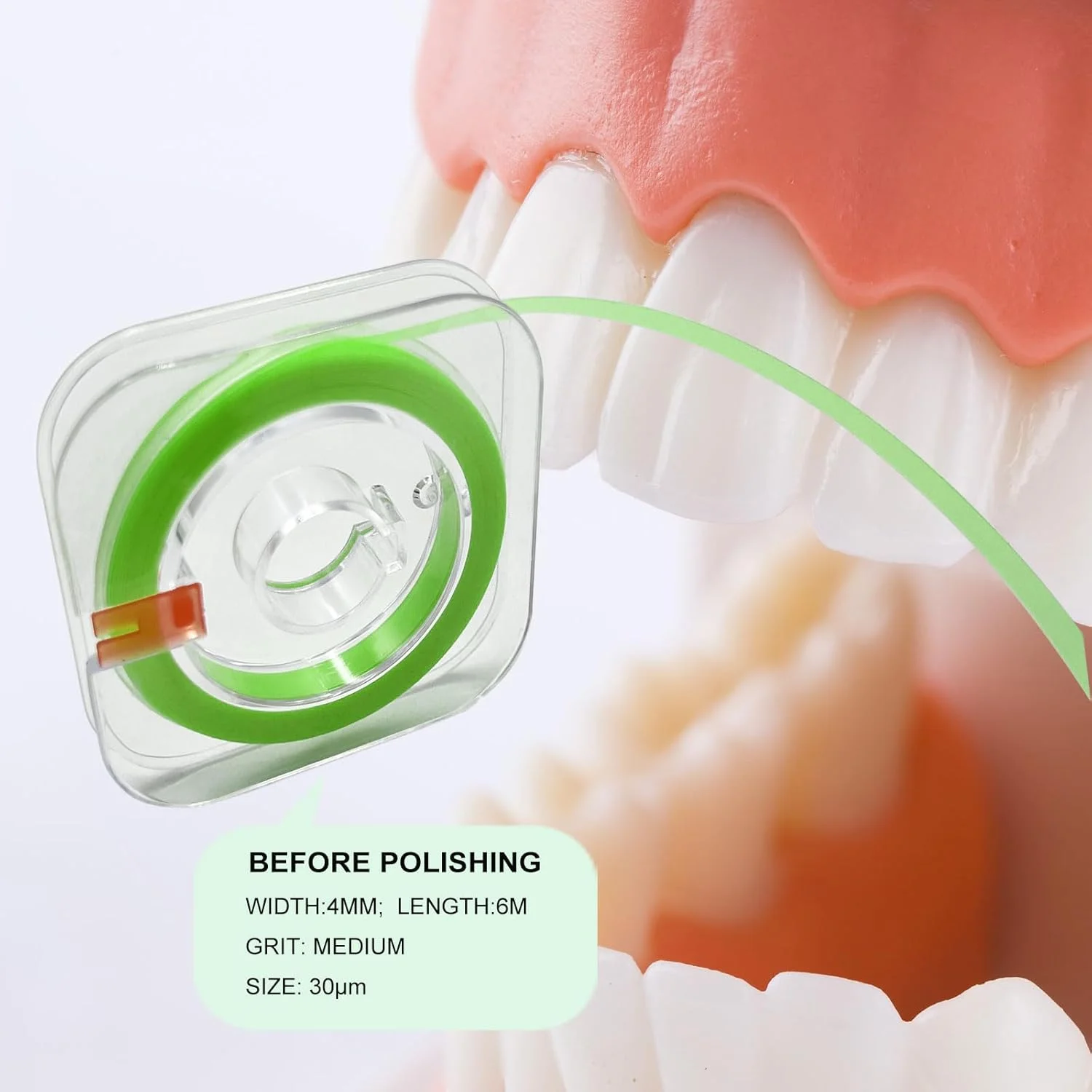 3 عدد نوار پولیش دندان 4 میلی متر در 6 متر، نوارهای سنباده زنی دندان، پولیش عمیق دندان، 20μm/30μm/50μm