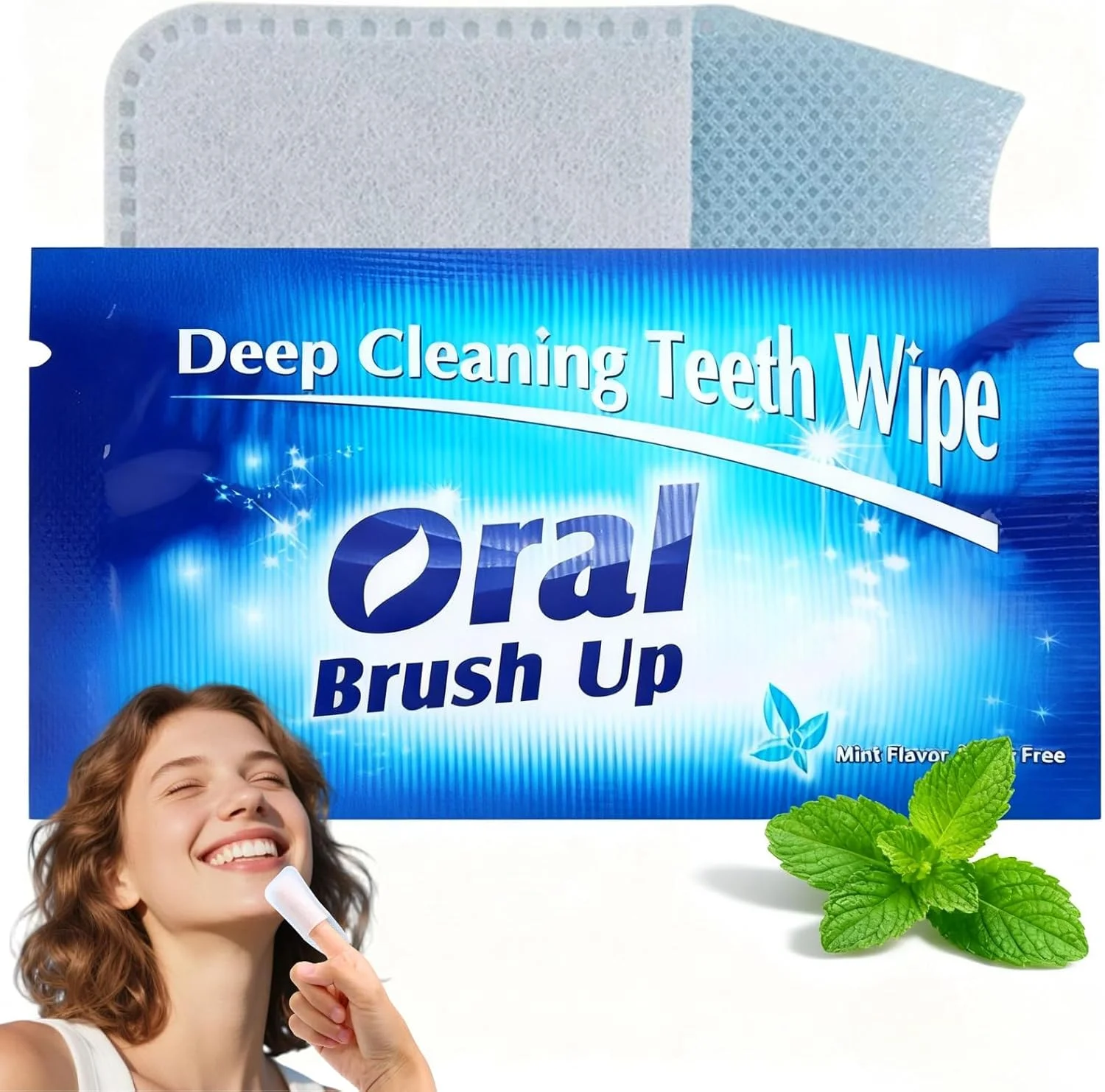 ۵۰ عدد دستمال انگشتی یکبار مصرف برای تمیز کردن دهان، ابزار پاک کننده سریع لکه های دندان، مسواک یکبار مصرف قابل حمل و نوار سفید کننده دندان، دستمال نرم و ملایم غیر حساس برای انواع دندان