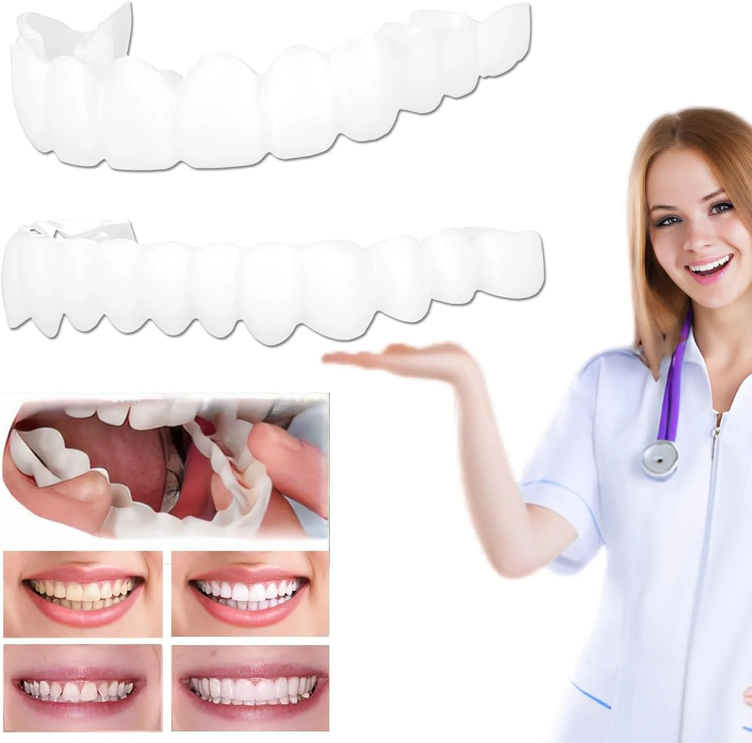 2 جفت، بالا و پایین برای آقایان و بانوان، طبیعی و راحت، لبخند موقت اطمینان بخش (1)