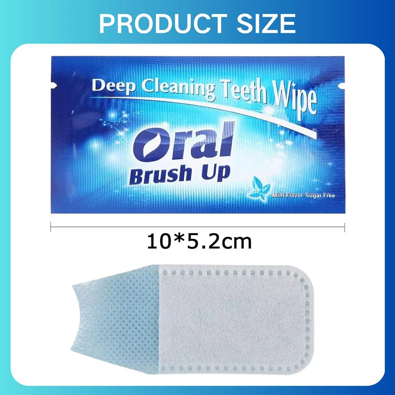 ۵۰ عدد دستمال انگشتی یکبار مصرف برای تمیز کردن دهان، ابزار پاک کننده سریع لکه های دندان، مسواک یکبار مصرف قابل حمل و نوار سفید کننده دندان، دستمال نرم و ملایم غیر حساس برای انواع دندان