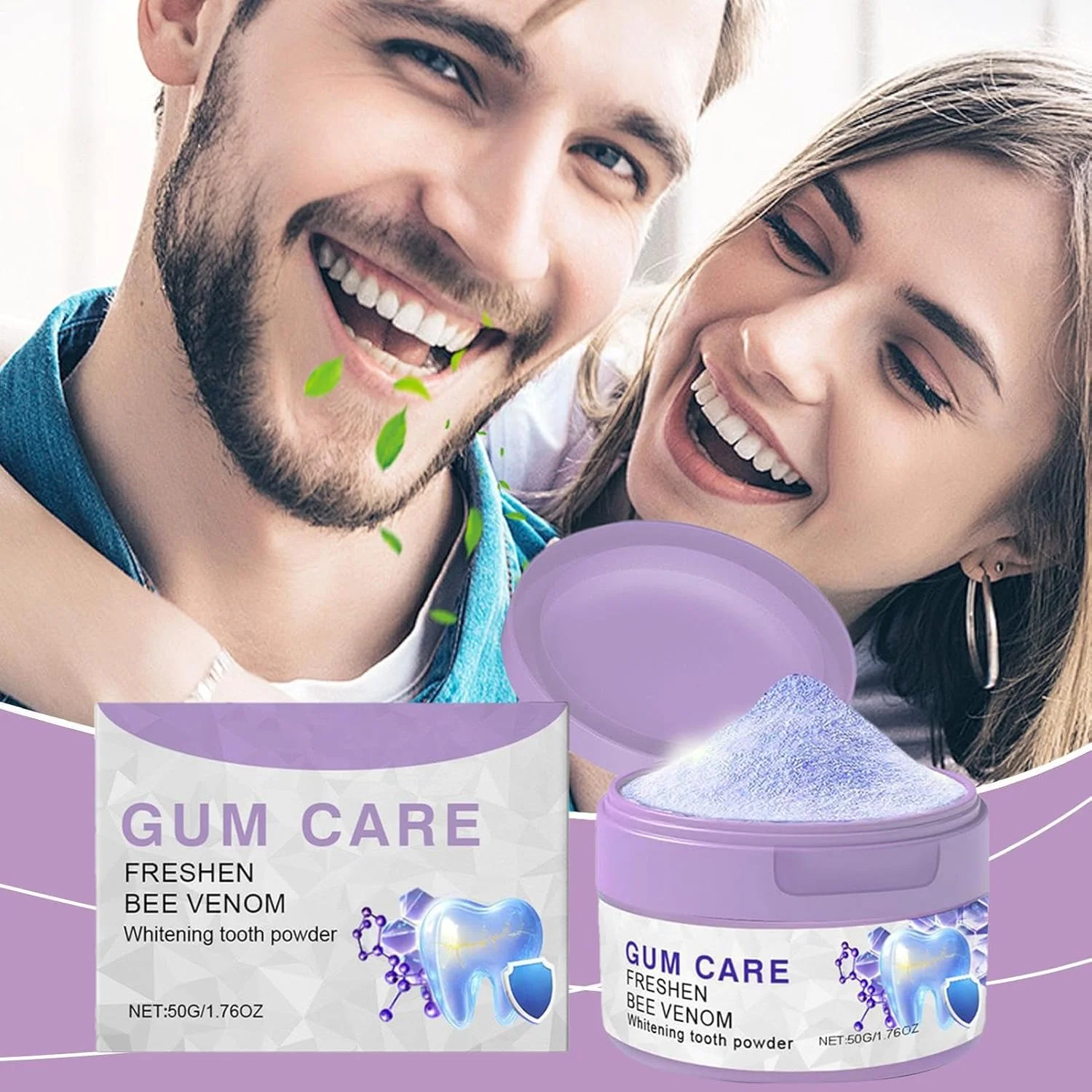 پودر دندان - پودر دندان پاک کننده دهان از بین برنده بو | 50 گرم محلول طراوت بخش تنفس بد، طبیعی برای مسافرت صبحگاهی، کمپینگ، خوابگاه، مسافرخانه، هتل