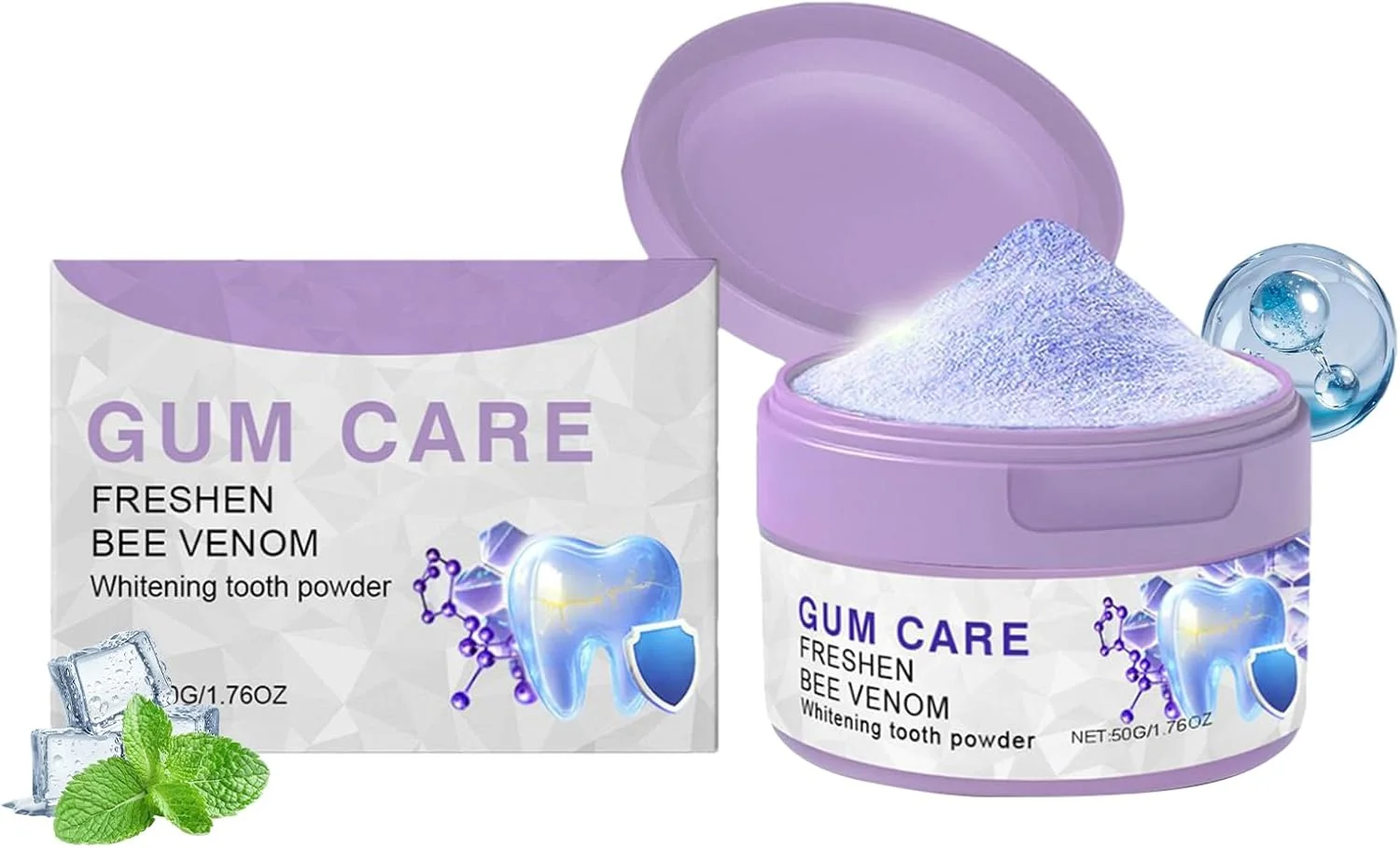 پودر دندان، پودر تمیز کننده دندان، از بین برنده بوی بد دهان، 50 گرم محلول طراوت بخش طبیعی برای مسافرت صبحگاهی، کمپینگ، خوابگاه، مهمانسرا، هتل