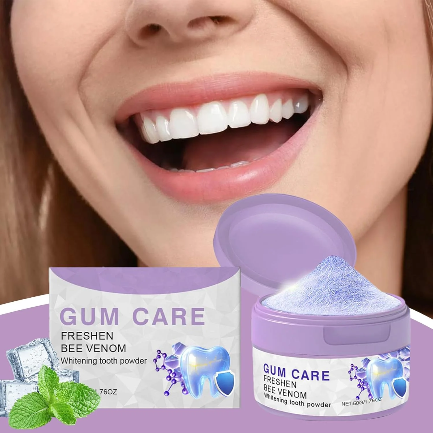 پودر دندان - پودر تمیز کننده دهان برای دندان های درخشان تر - 50 گرم. لذت بردن از لبخند مطمئن. محلول ملایم طبیعی برای زنان، مردان، نوجوانان، مسافرت، خوابگاه، هتل