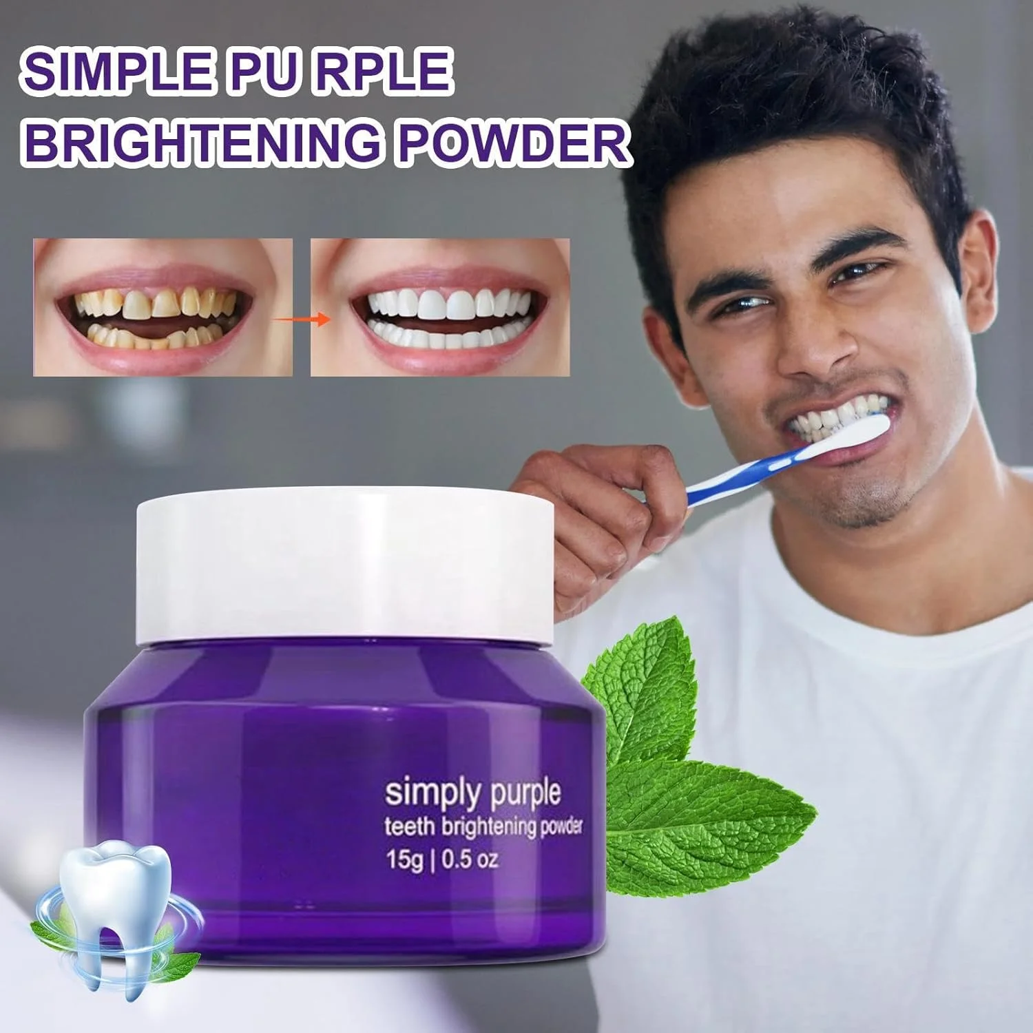 پودر روشن کننده دندان | پودر لکه زدای دندان های حساس | خمیر دندان ملایم با تحریک کم برای بهداشت روزانه صبح شب مهمانی چای رویدادهای غذایی