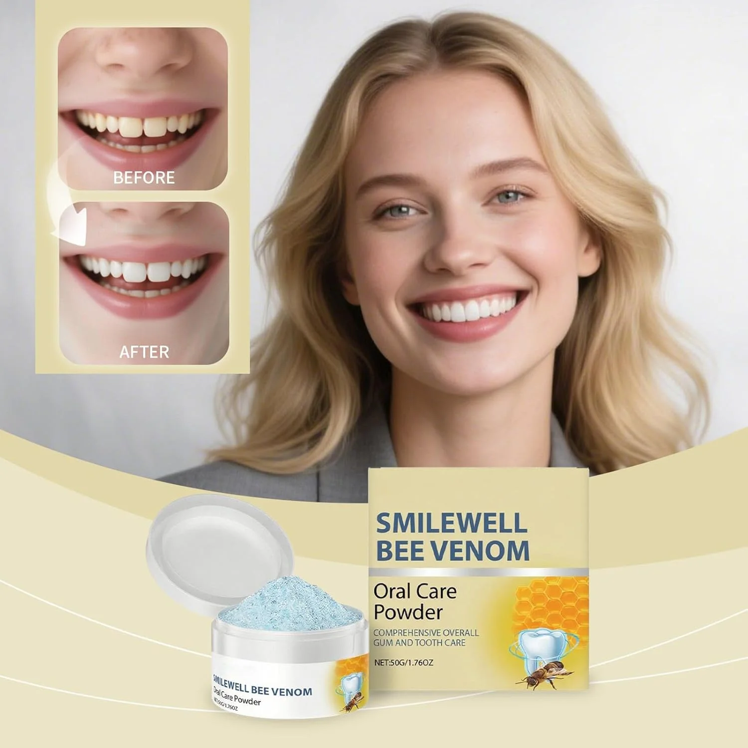 پودر طبیعی دندان | پودر سفید کننده دندان 50 گرمی | سفید کننده از بین برنده لکه ها، بازگرداندن درخشندگی طبیعی، مراقبت بهداشتی برای بزرگسالان و کودکان استفاده روزانه